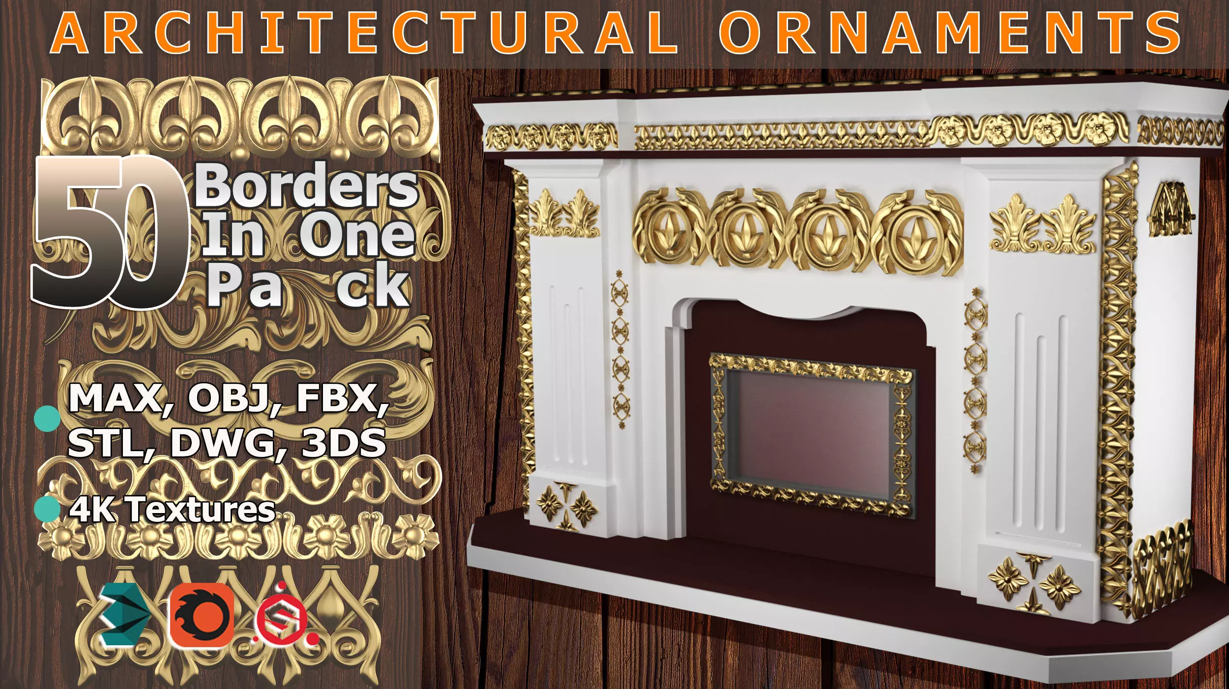 50 Borders Ornamental in One Pack 3D Model Collection_0
