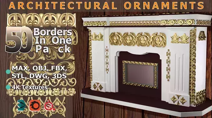 50 Borders Ornamental in One Pack 3D Model Collection