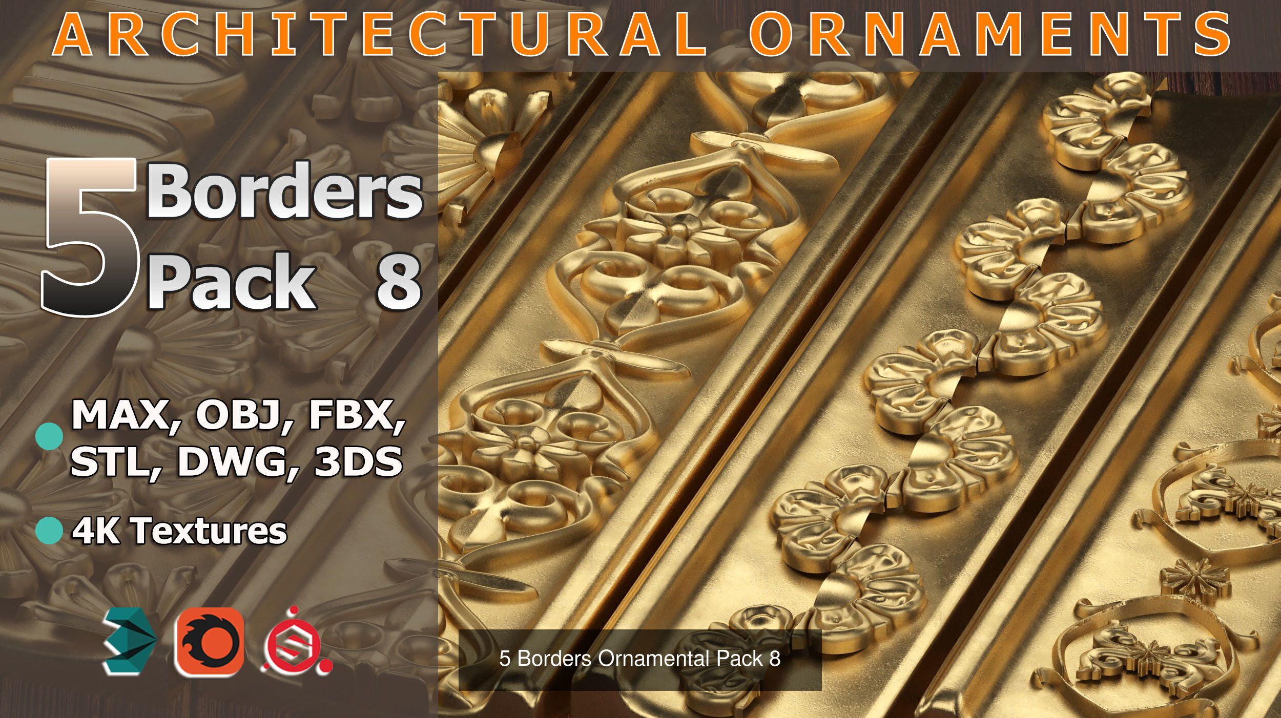 50 Borders Ornamental in One Pack 3D Model Collection_8