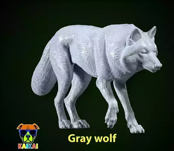 Gray wolf mode - wolf statue - decor - 3D print 3D print model
