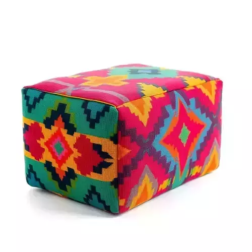 Colorful Ottoman Model Pack with Geometric Patterns Low-poly 3D model
