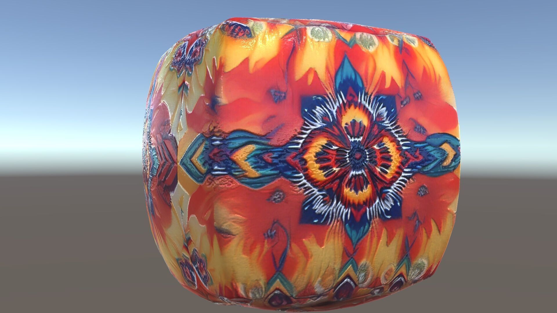 Colorful Patterned Ottoman Model Pack Low-poly 3D model_22