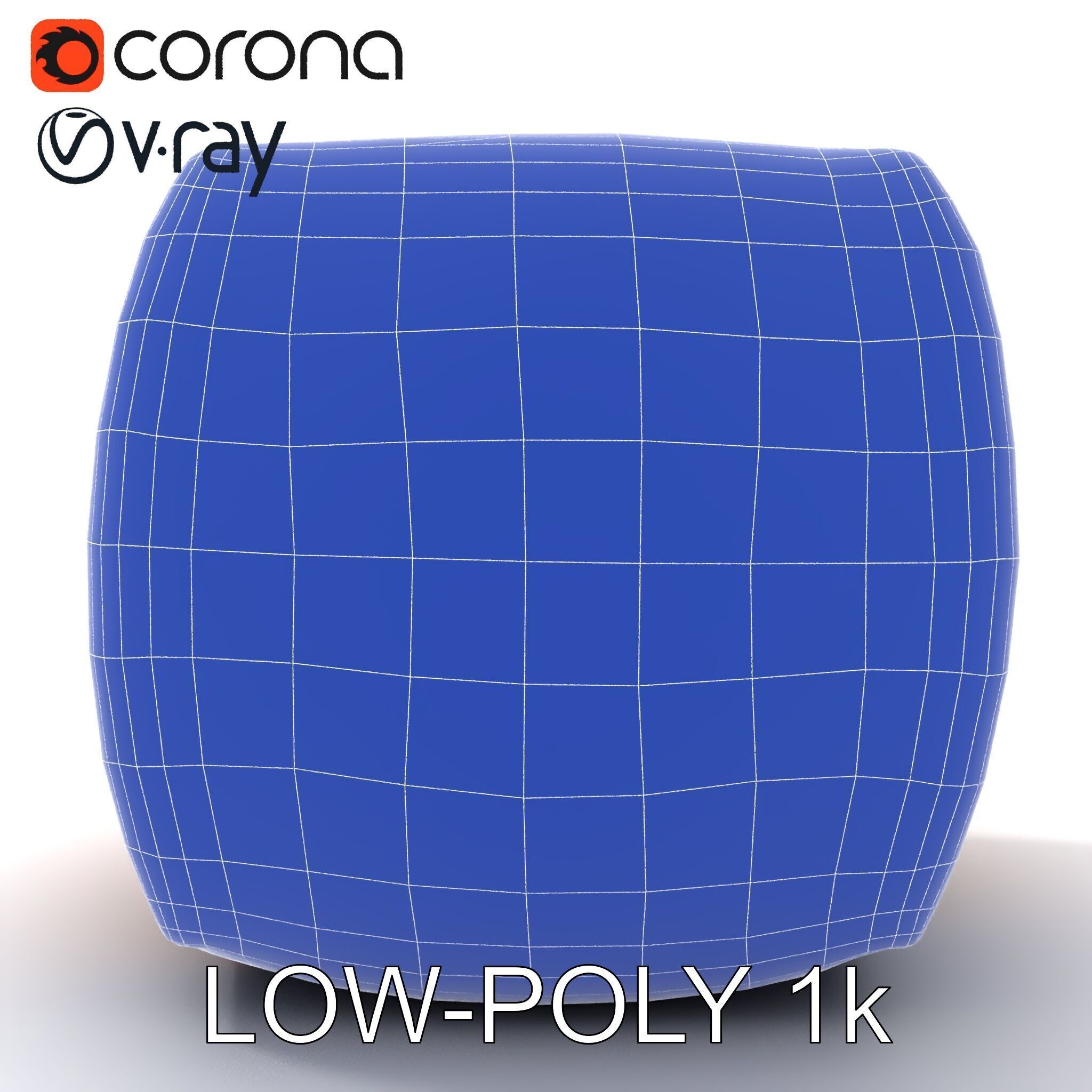 Colorful Patterned Ottoman Model Pack Low-poly 3D model_26
