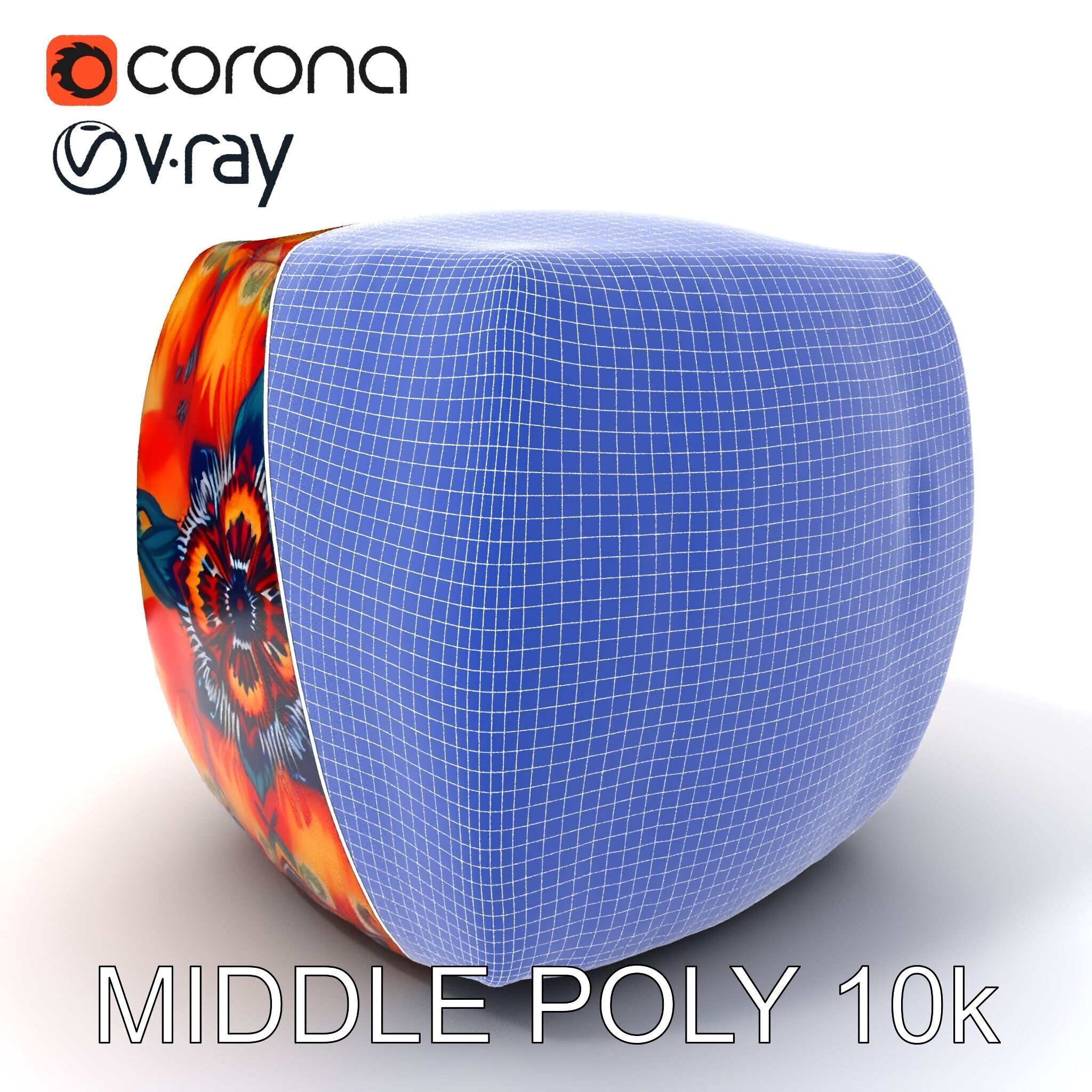 Colorful Patterned Ottoman Model Pack Low-poly 3D model_25