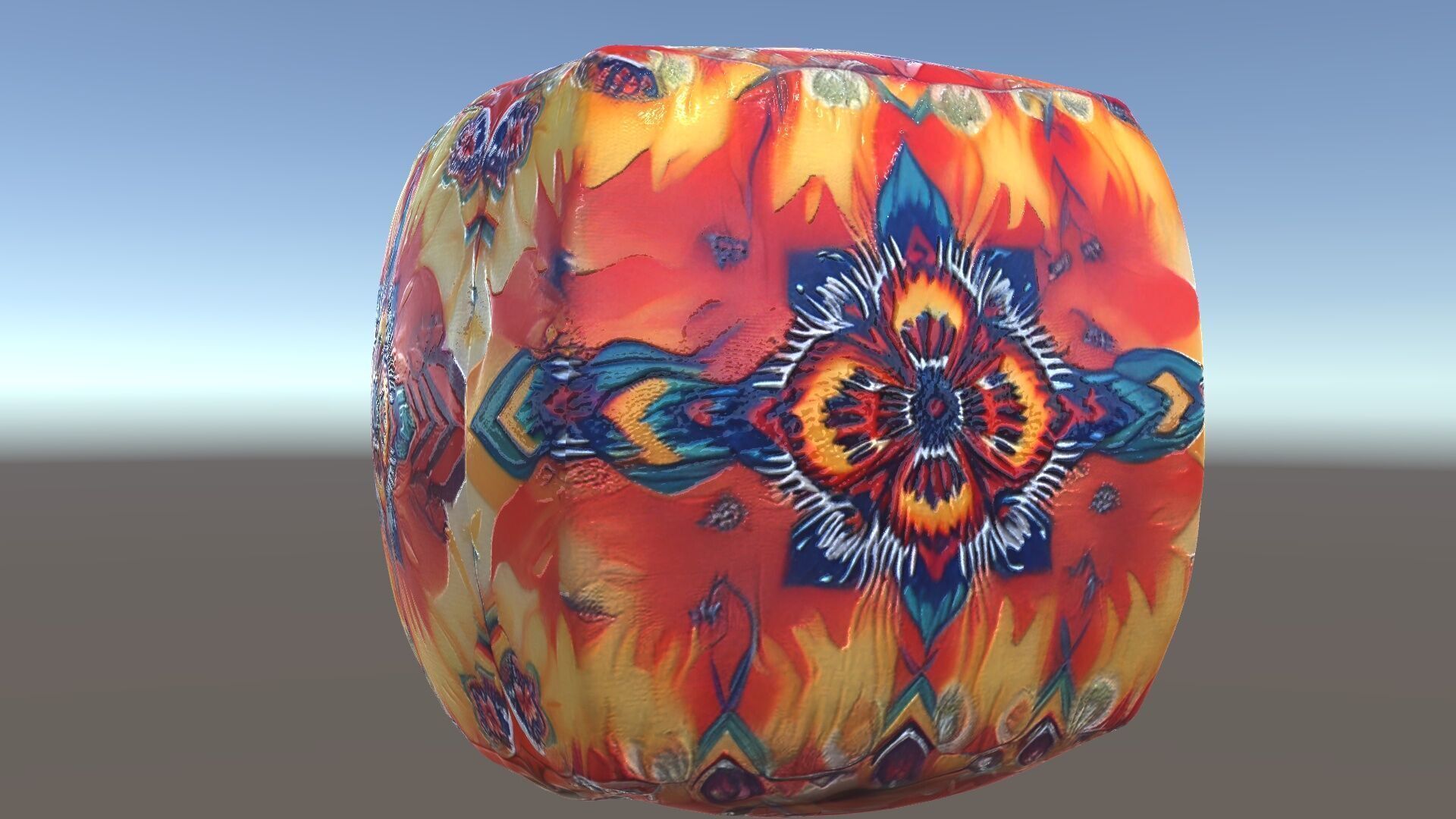 Colorful Patterned Ottoman Model Pack Low-poly 3D model_5