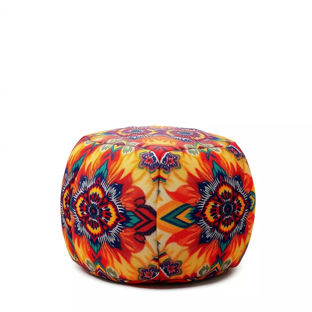 Colorful Patterned Ottoman Model Pack Low-poly 3D model_0