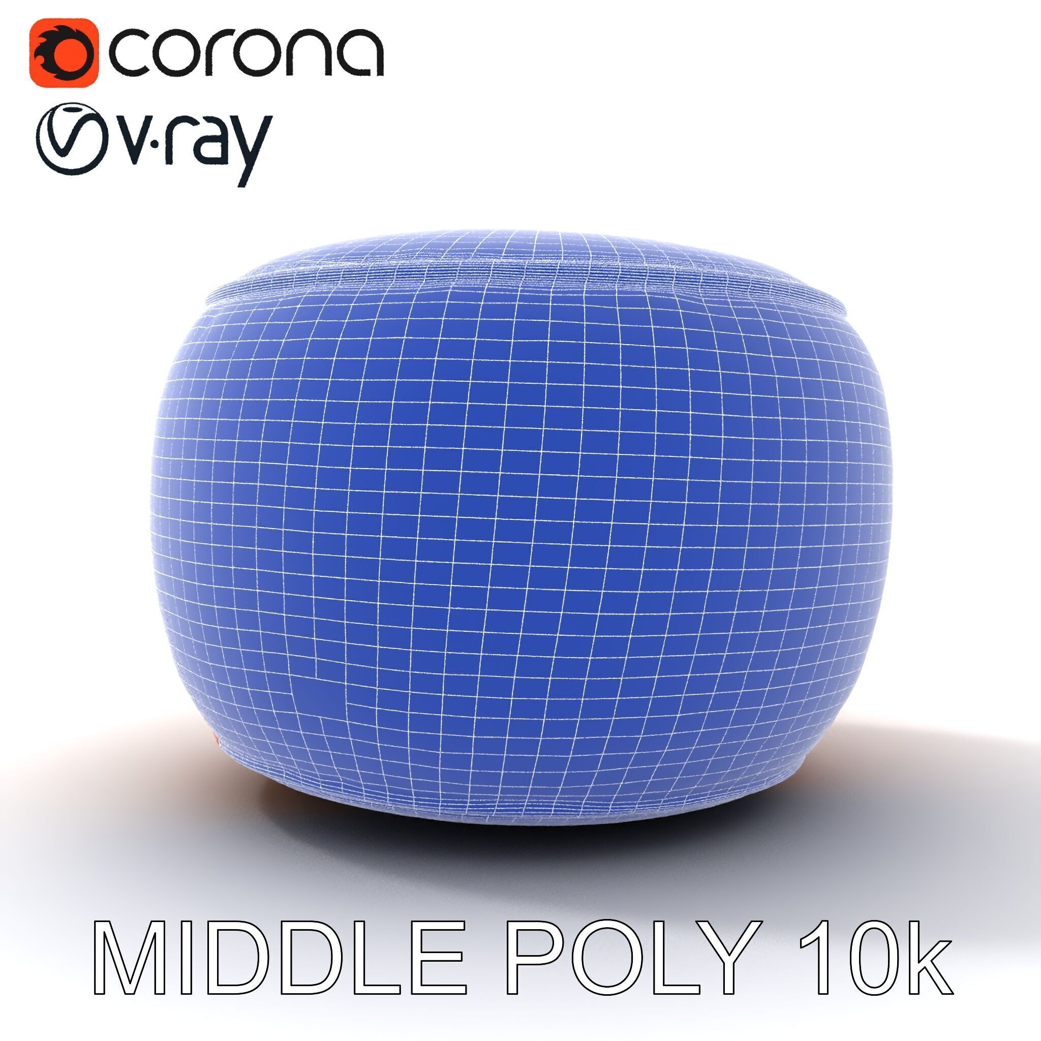 Colorful Embroidered Pouf Model Pack Low-poly 3D model_11