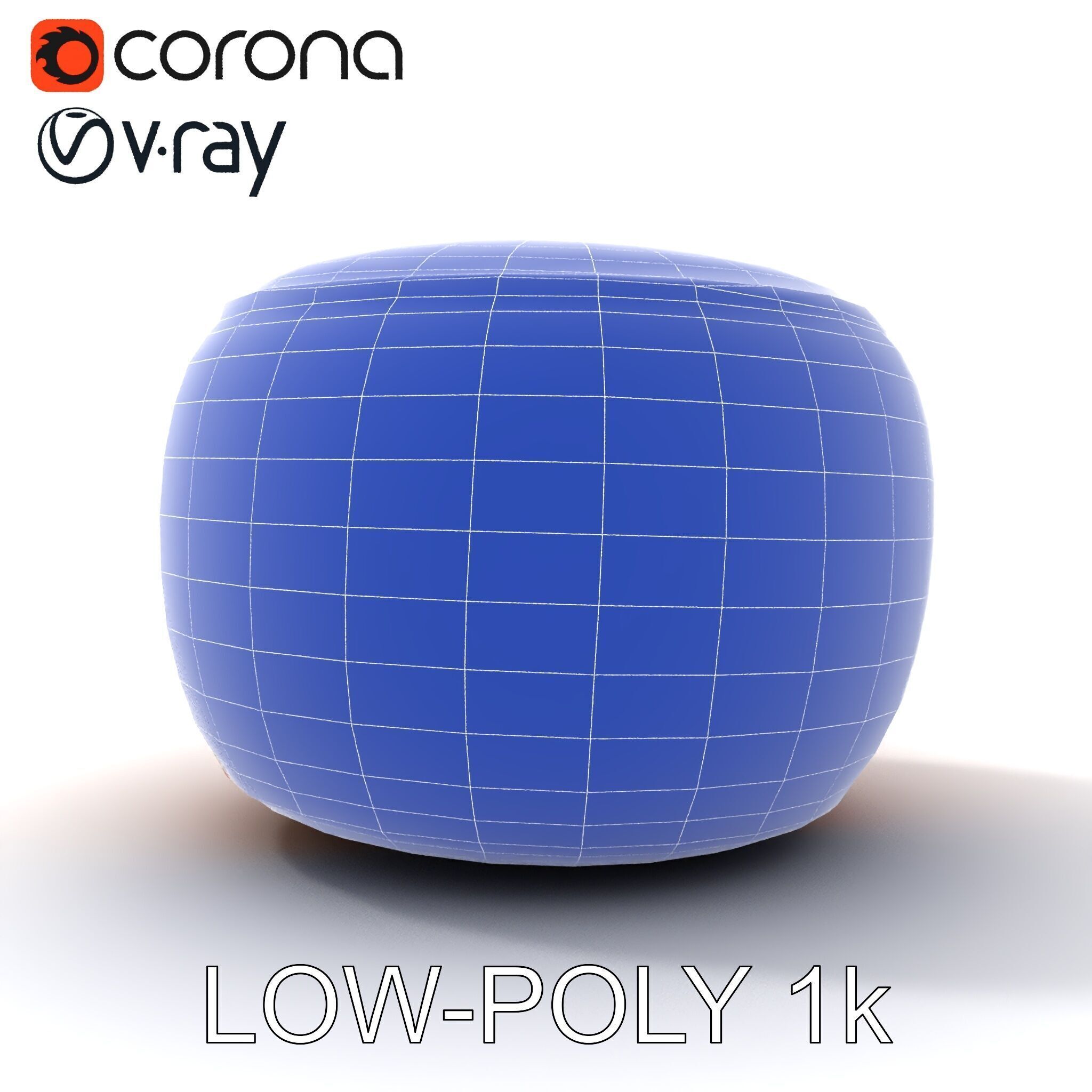 Colorful Embroidered Pouf Model Pack Low-poly 3D model_15