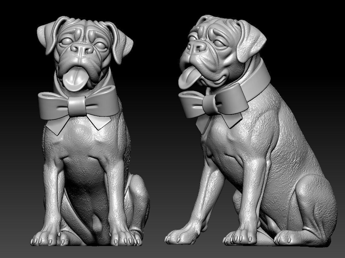 Boxer Dog statue - German Boxer dog model - 3D print 3D print model_2