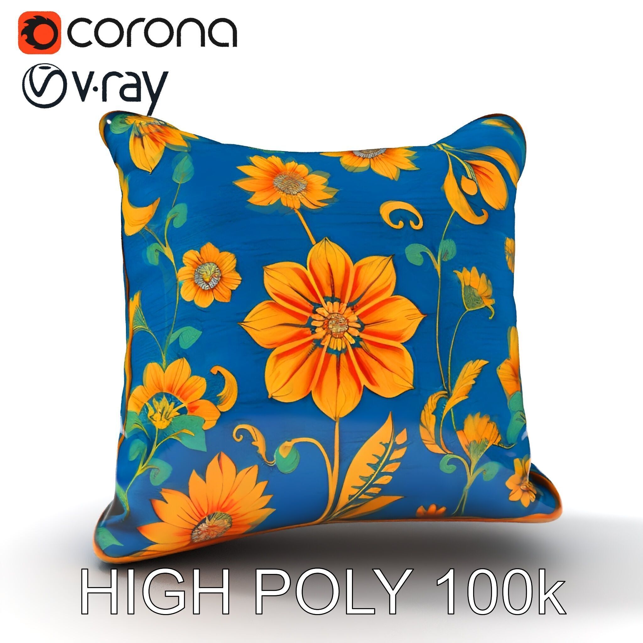 Floral Cushion D Model Pack for Interior Design Low-poly 3D model_29