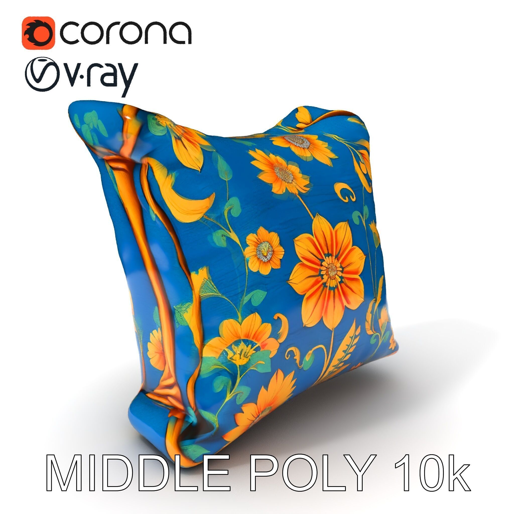 Floral Cushion D Model Pack for Interior Design Low-poly 3D model_8