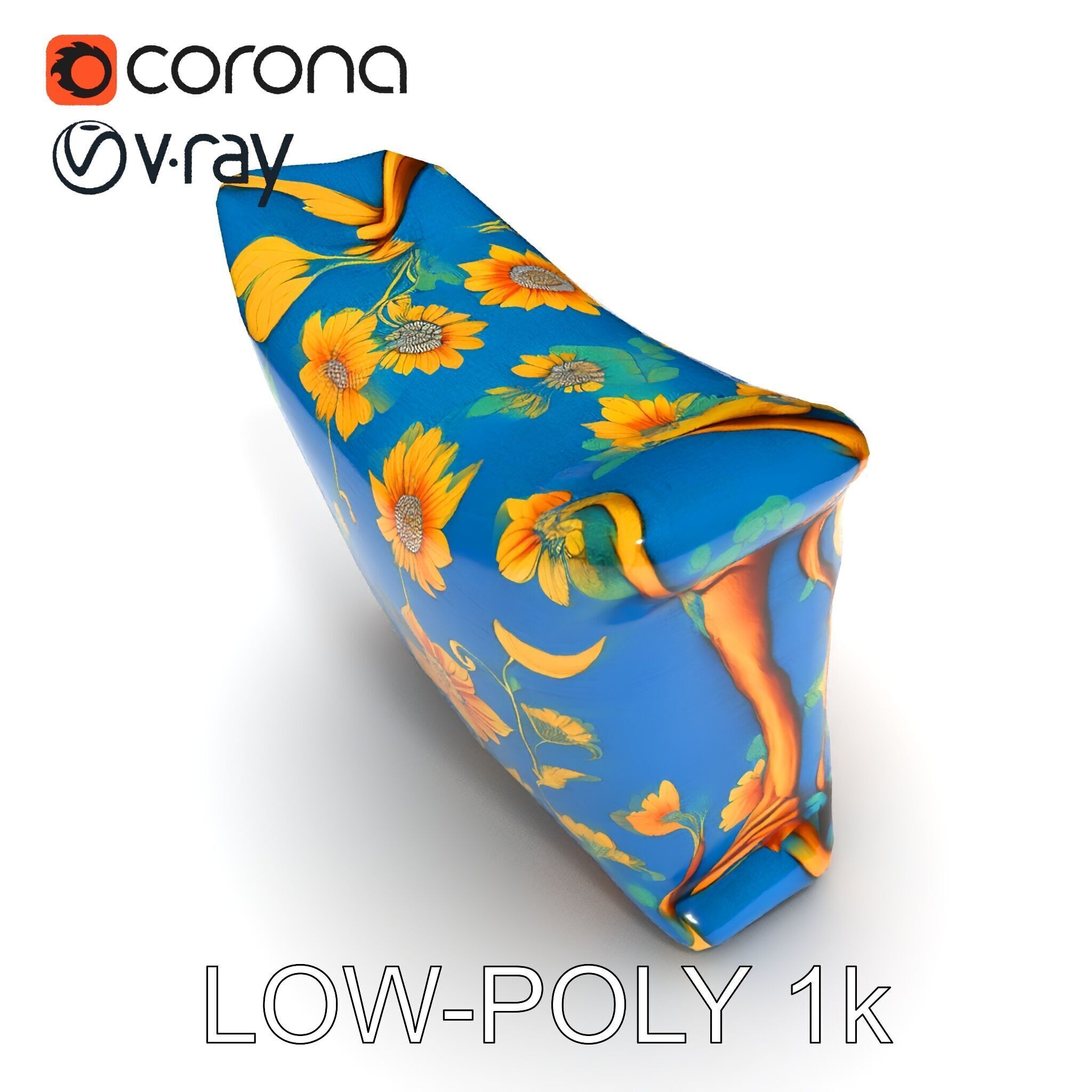 Floral Cushion D Model Pack for Interior Design Low-poly 3D model_16