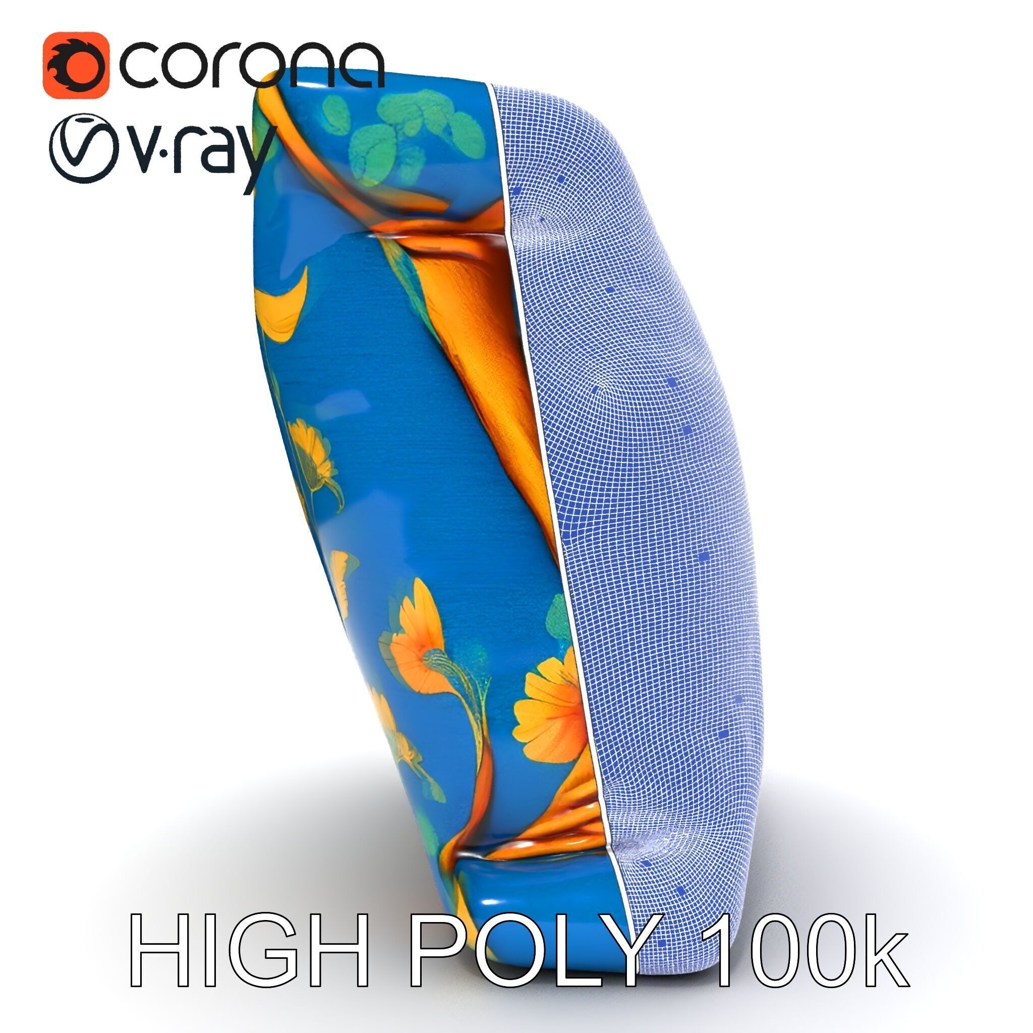 Floral Cushion D Model Pack for Interior Design Low-poly 3D model_12