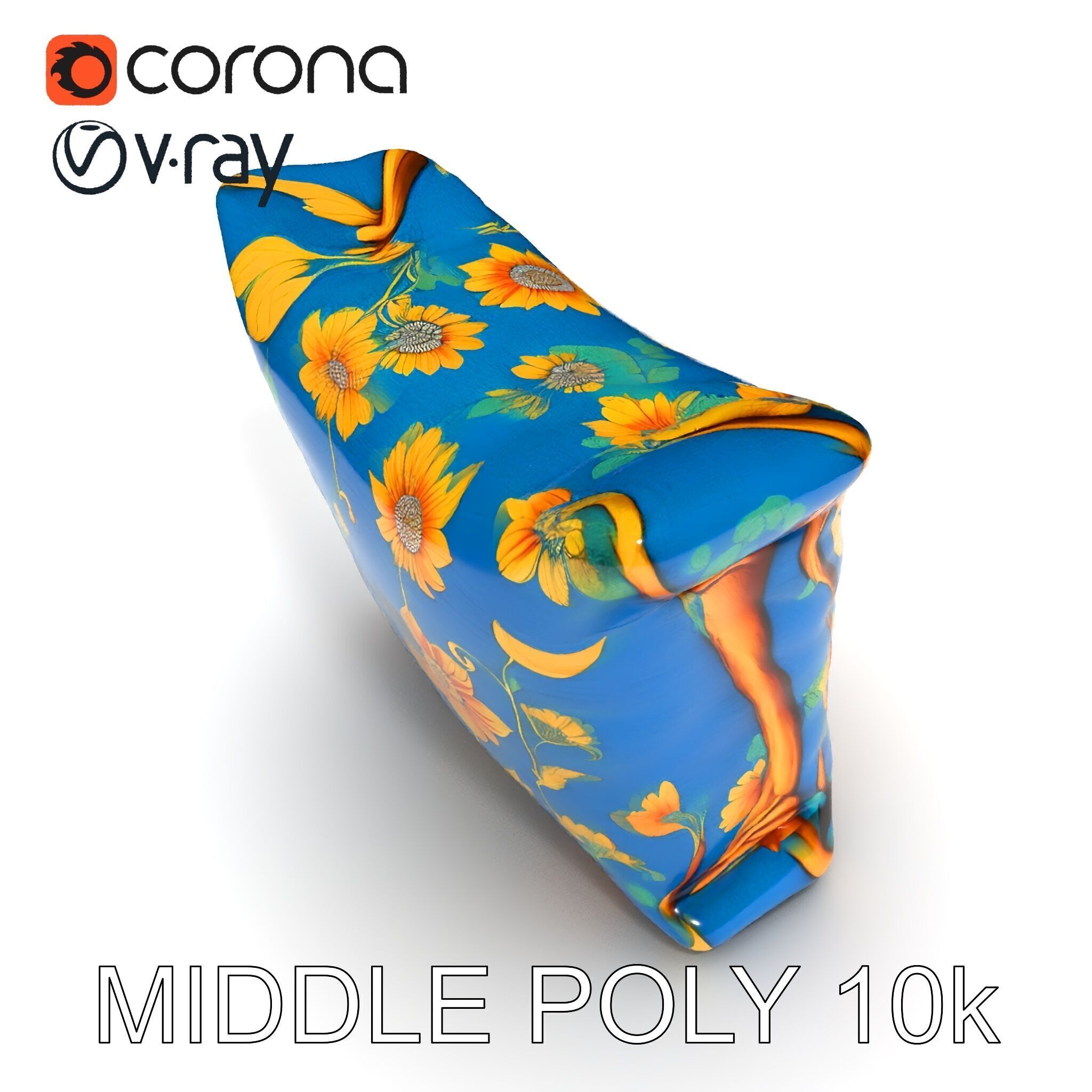 Floral Cushion D Model Pack for Interior Design Low-poly 3D model_13