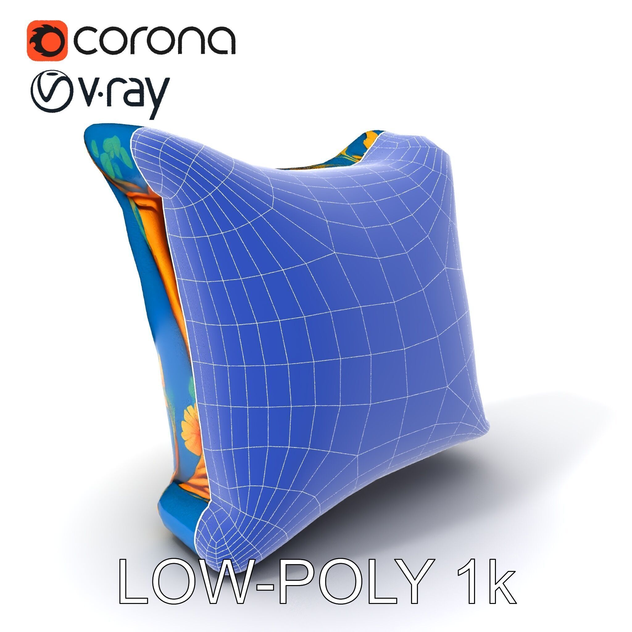 Floral Cushion D Model Pack for Interior Design Low-poly 3D model_19