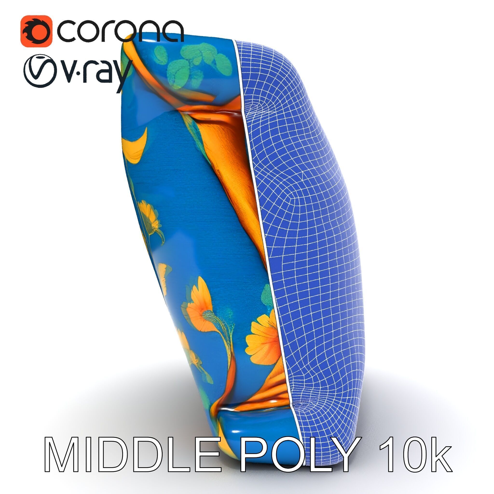 Floral Cushion D Model Pack for Interior Design Low-poly 3D model_18