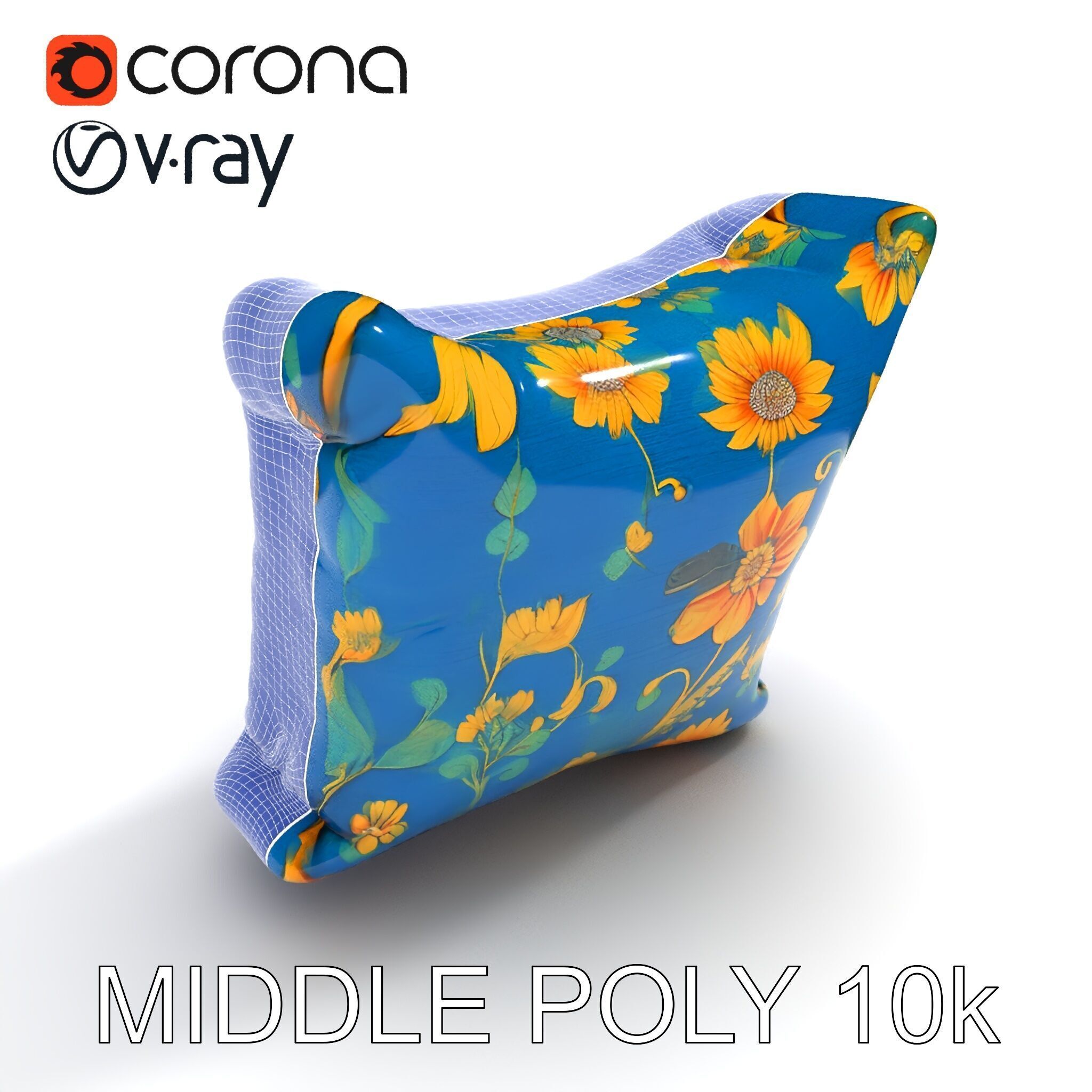 Floral Cushion D Model Pack for Interior Design Low-poly 3D model_15
