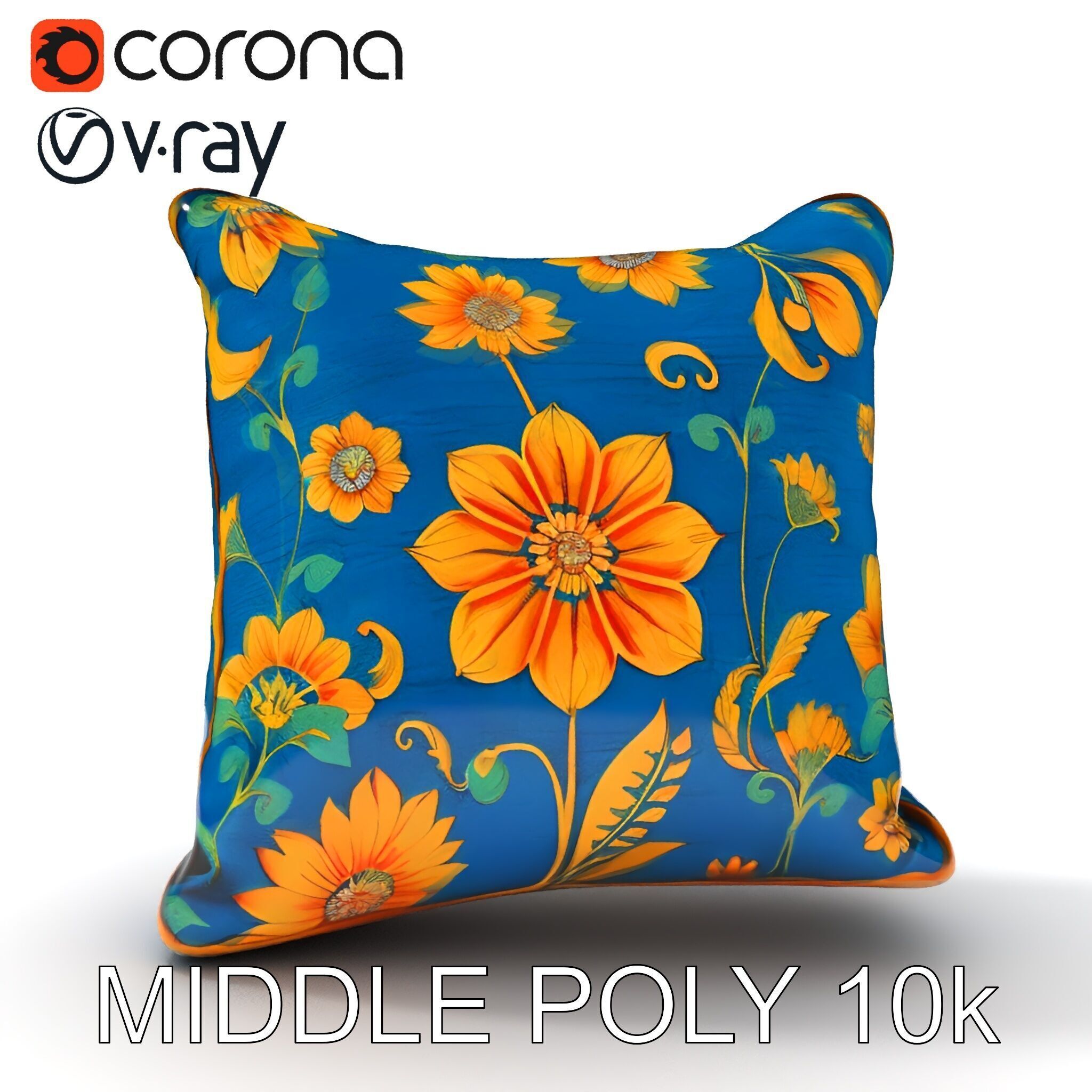 Floral Cushion D Model Pack for Interior Design Low-poly 3D model_30