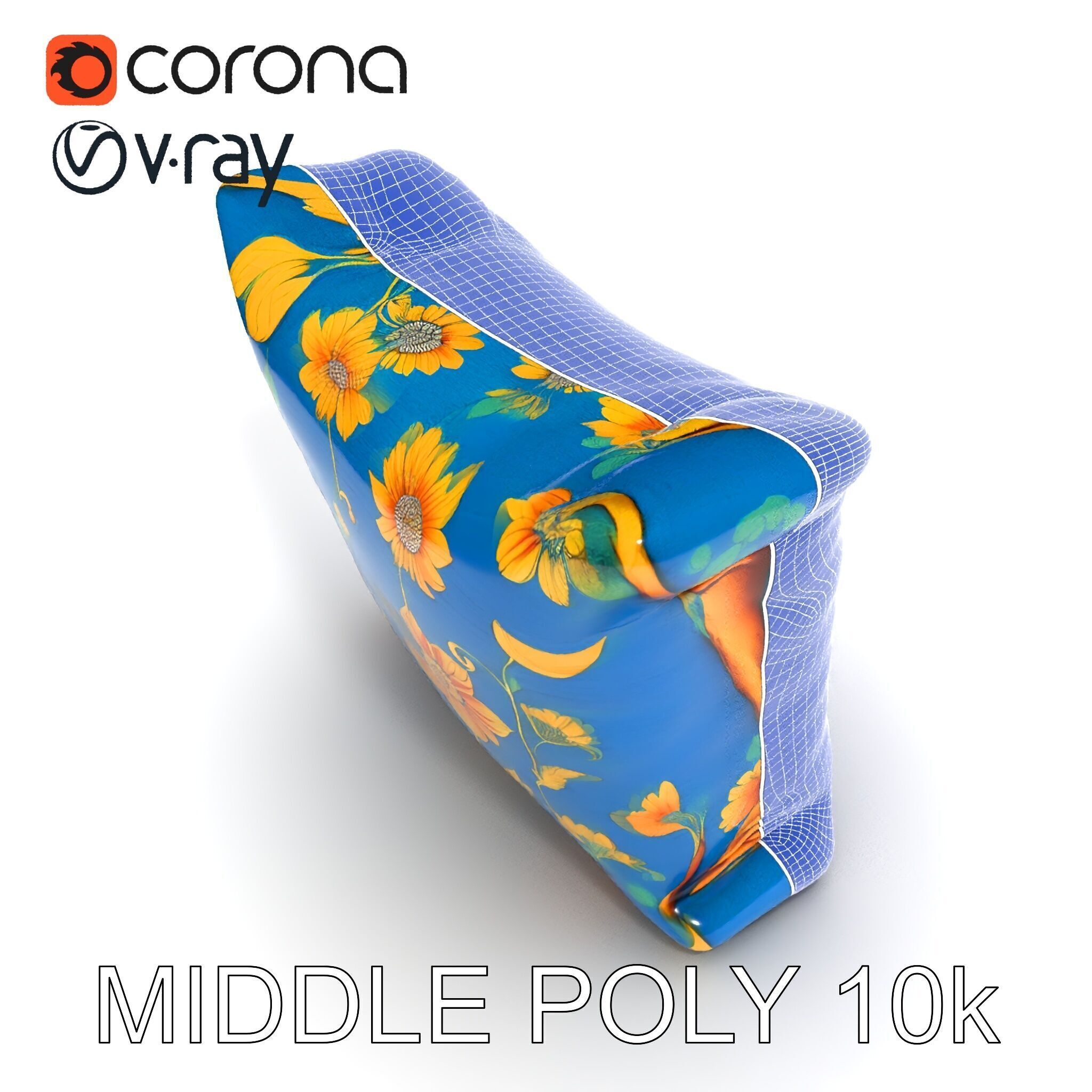 Floral Cushion D Model Pack for Interior Design Low-poly 3D model_21