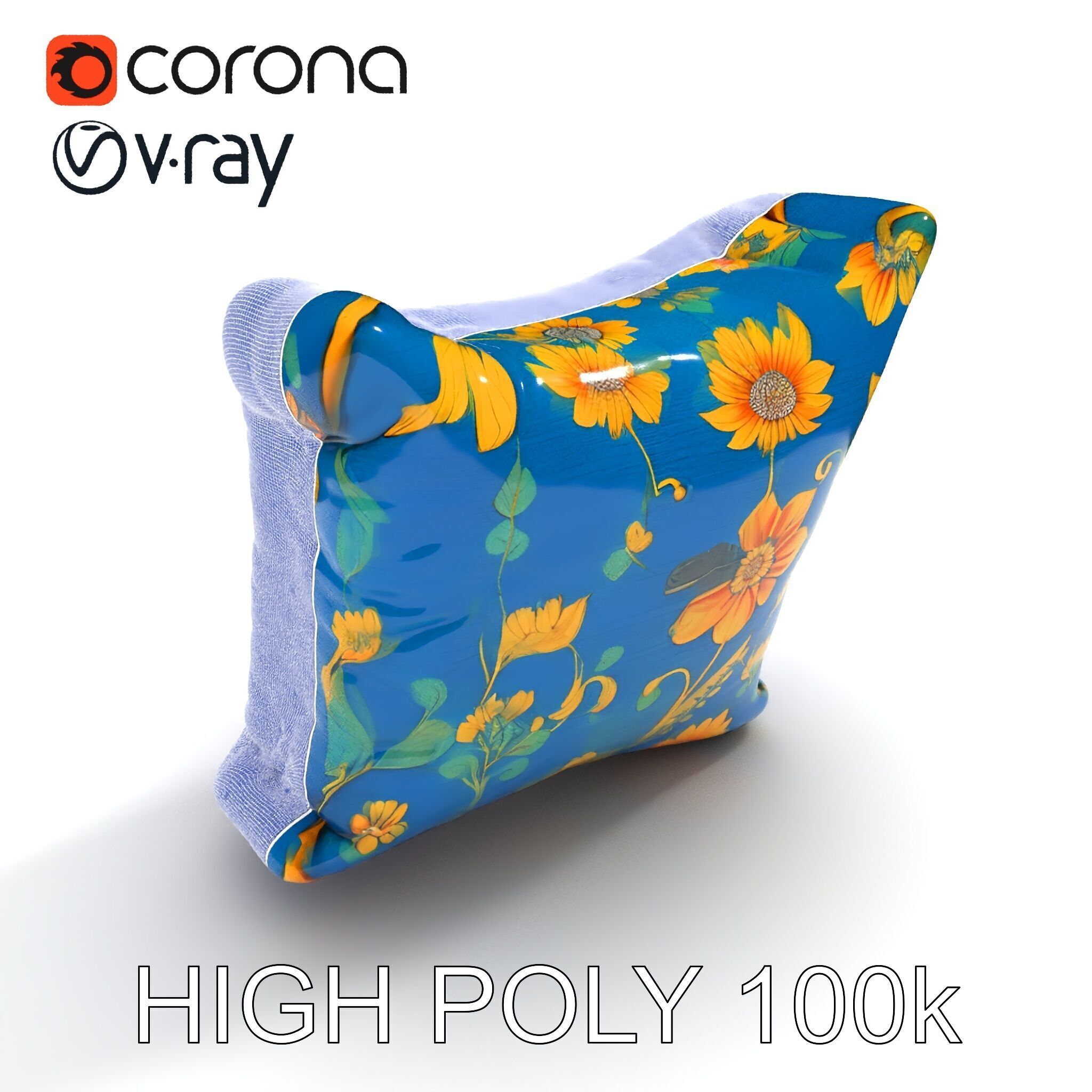 Floral Cushion D Model Pack for Interior Design Low-poly 3D model_17