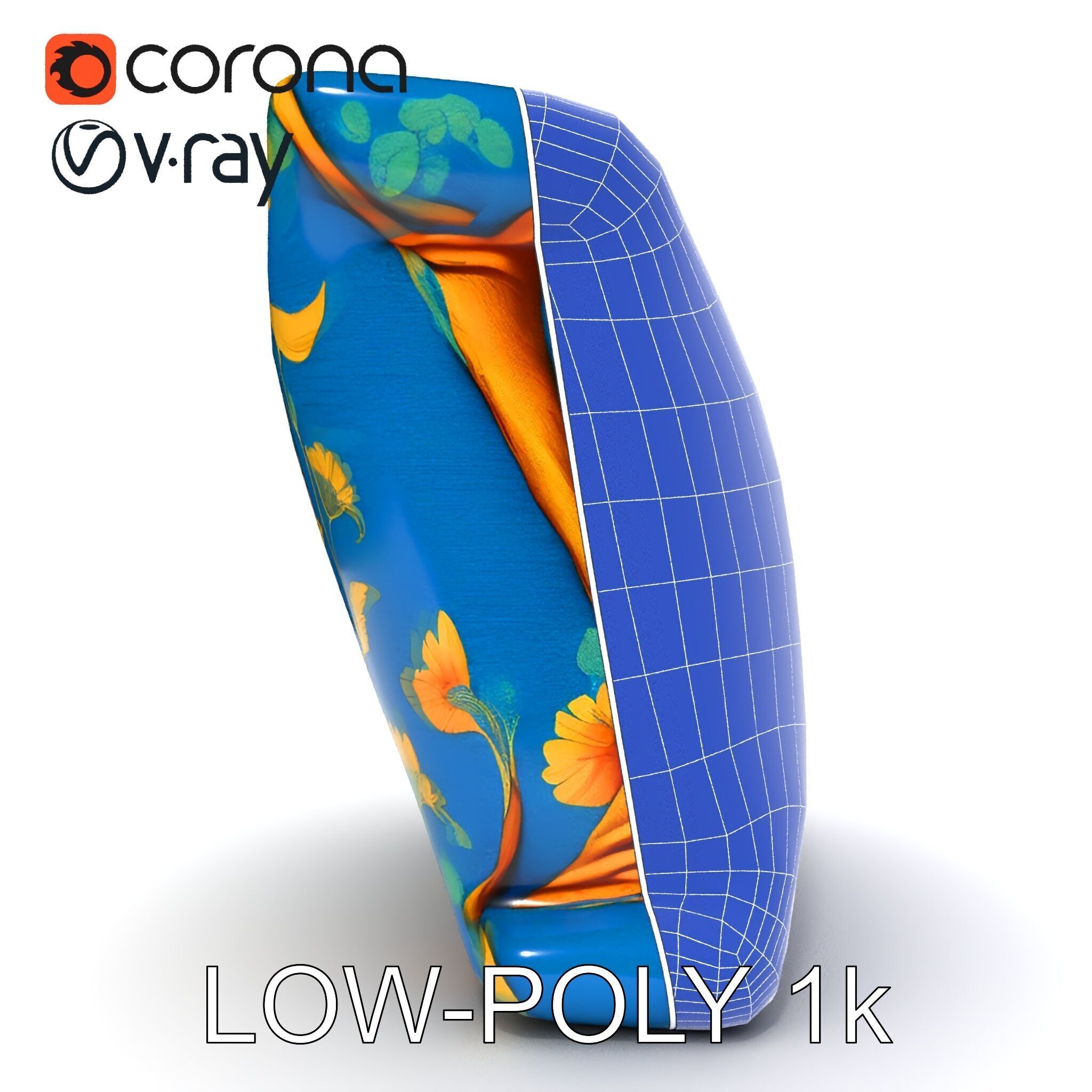 Floral Cushion D Model Pack for Interior Design Low-poly 3D model_22