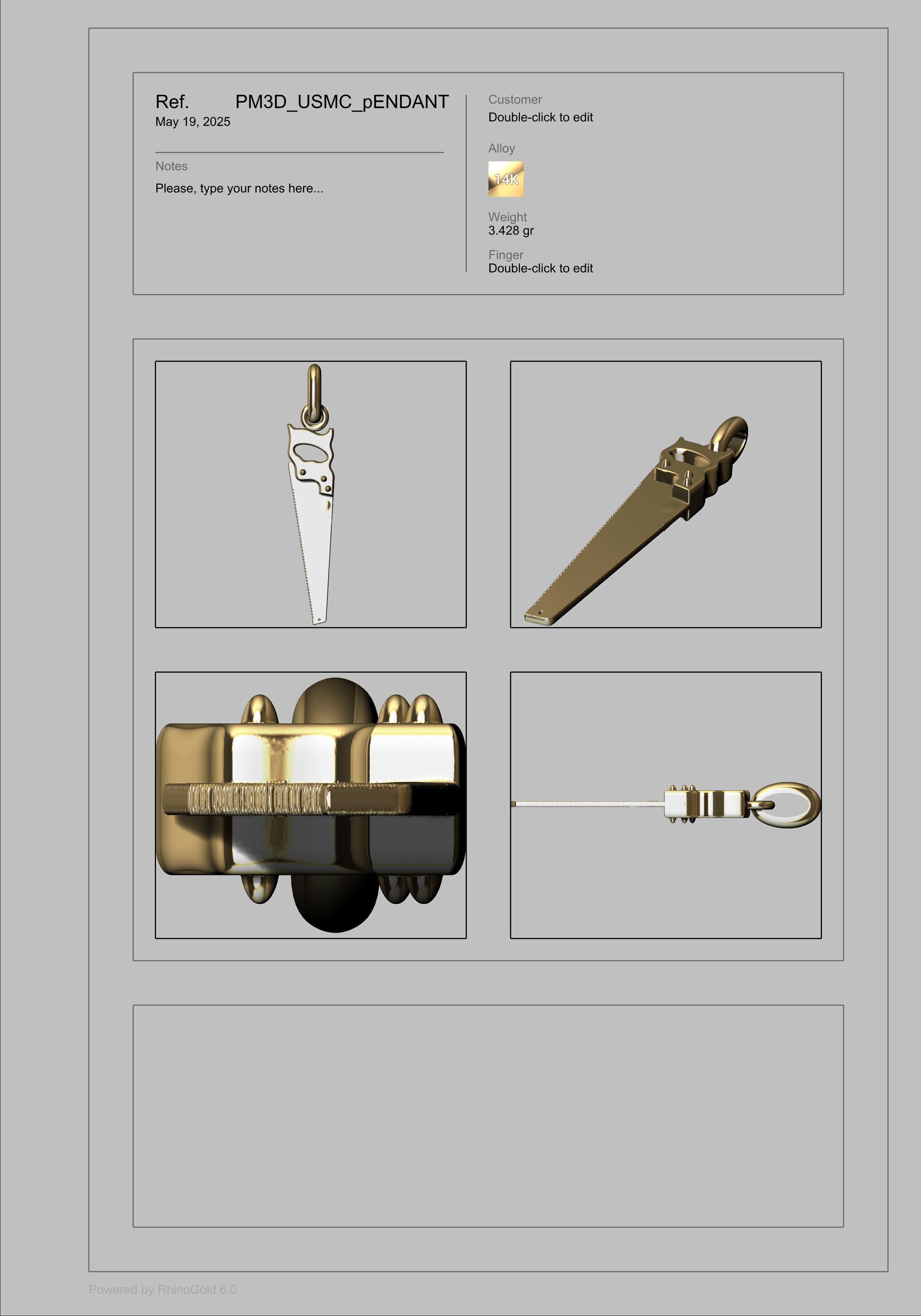 Hand Saw Pendant Necklace Charm Bracelet Jewelry 3D print model_13