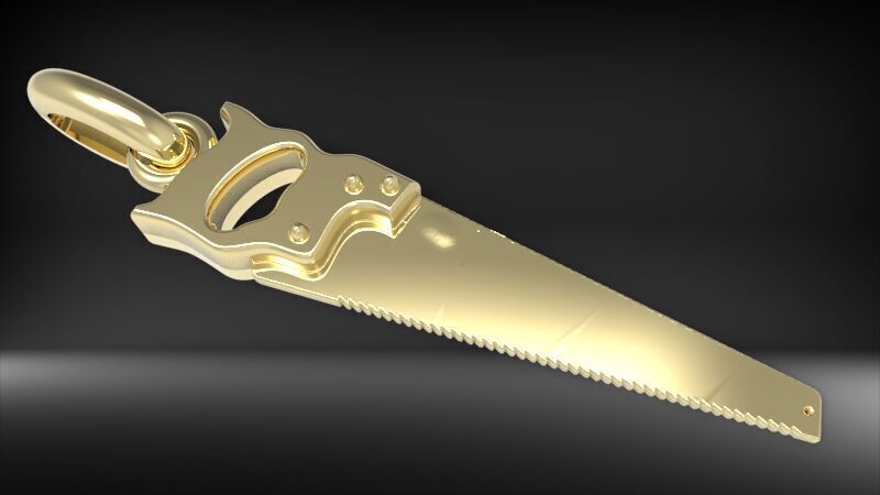 Hand Saw Pendant Necklace Charm Bracelet Jewelry 3D print model_3