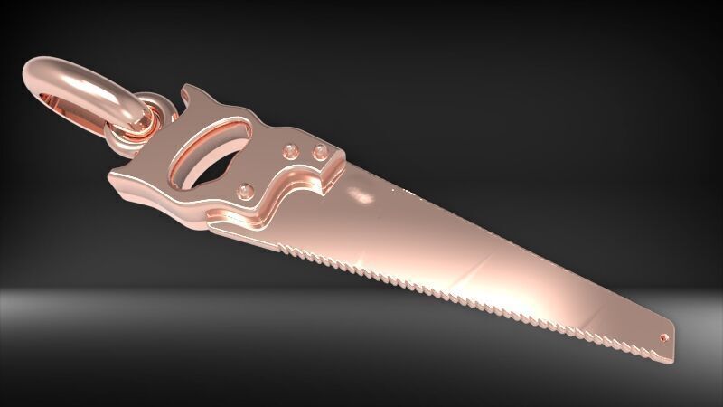 Hand Saw Pendant Necklace Charm Bracelet Jewelry 3D print model_2