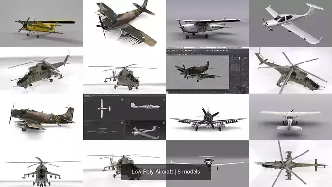 Low Poly Aircraft 3D Model Collection