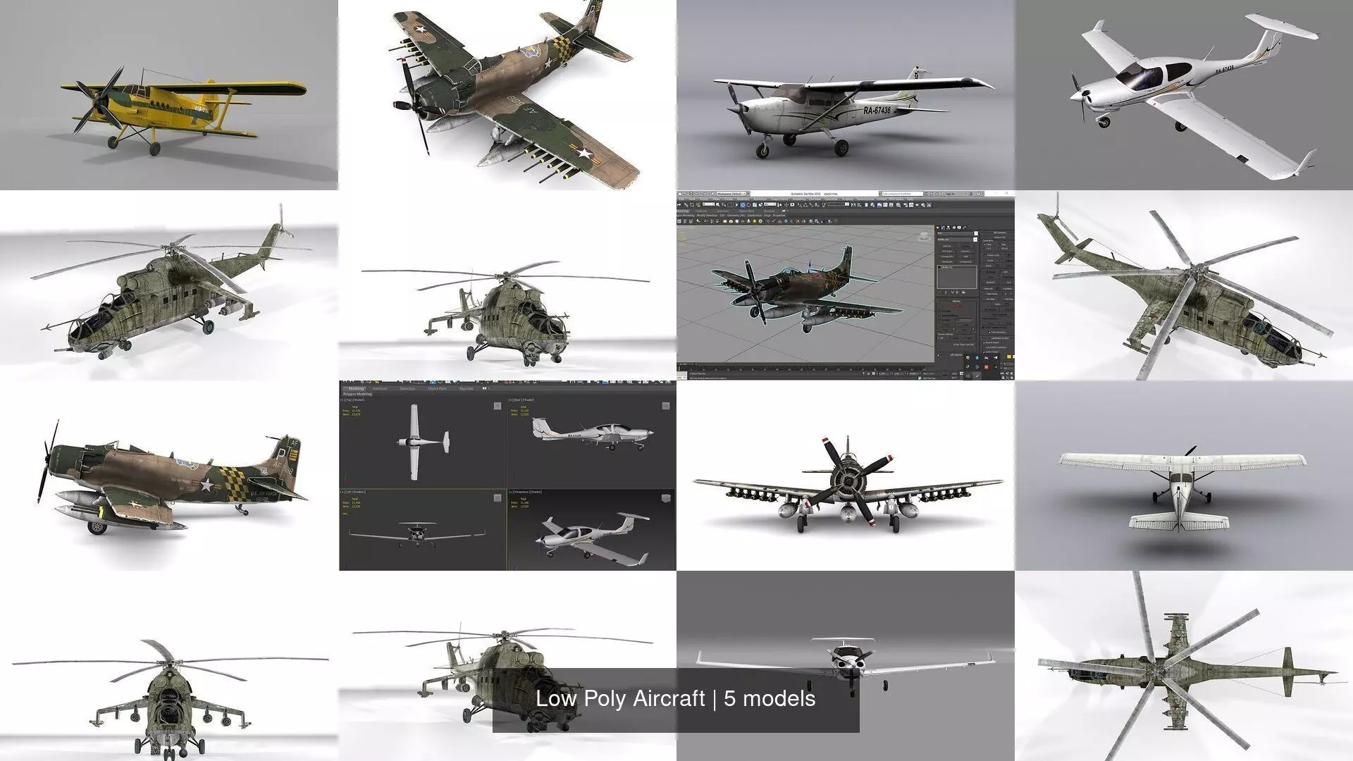 Low Poly Aircraft 3D Model Collection_0