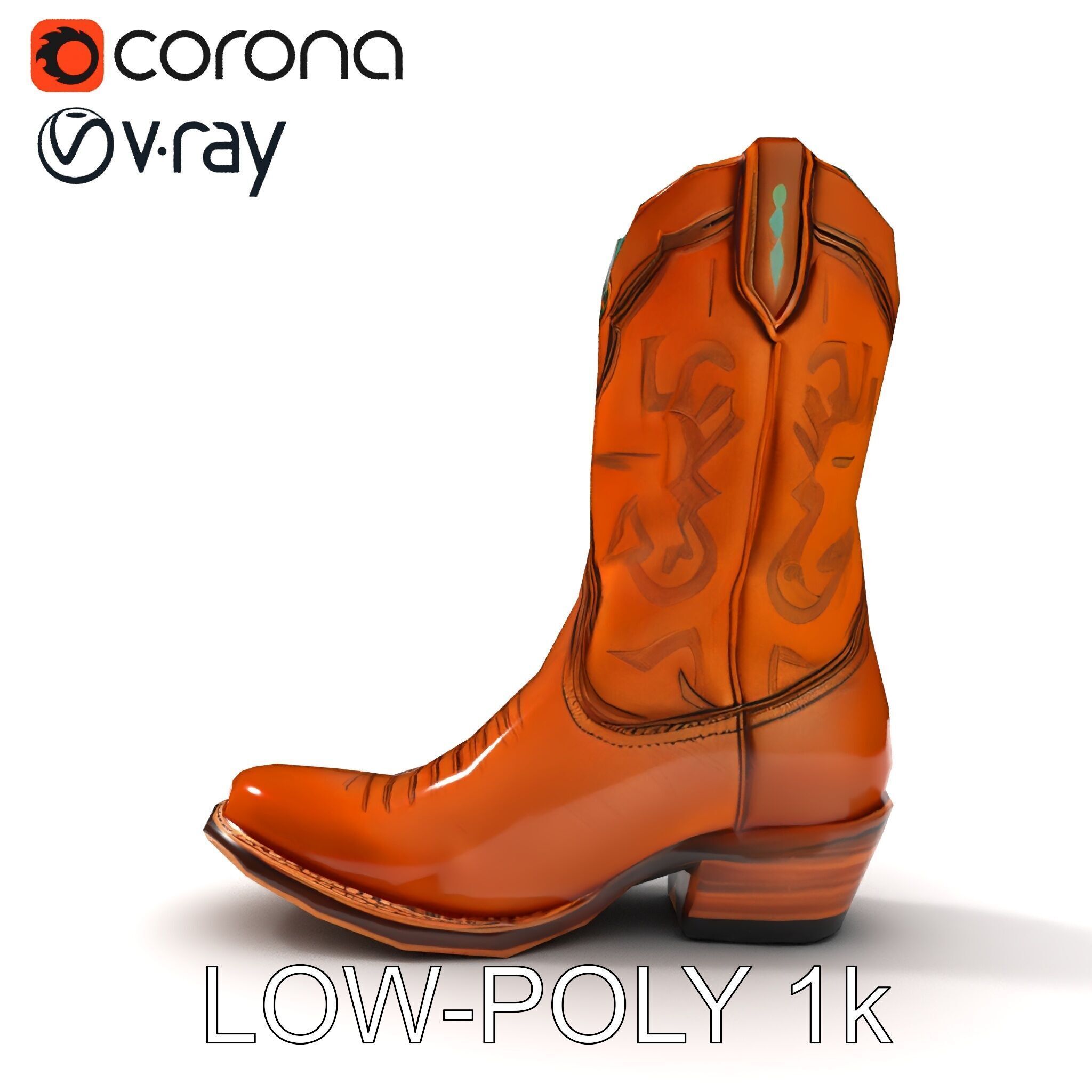 Western Cowboy Boot D Model Pack Low-poly 3D model_12