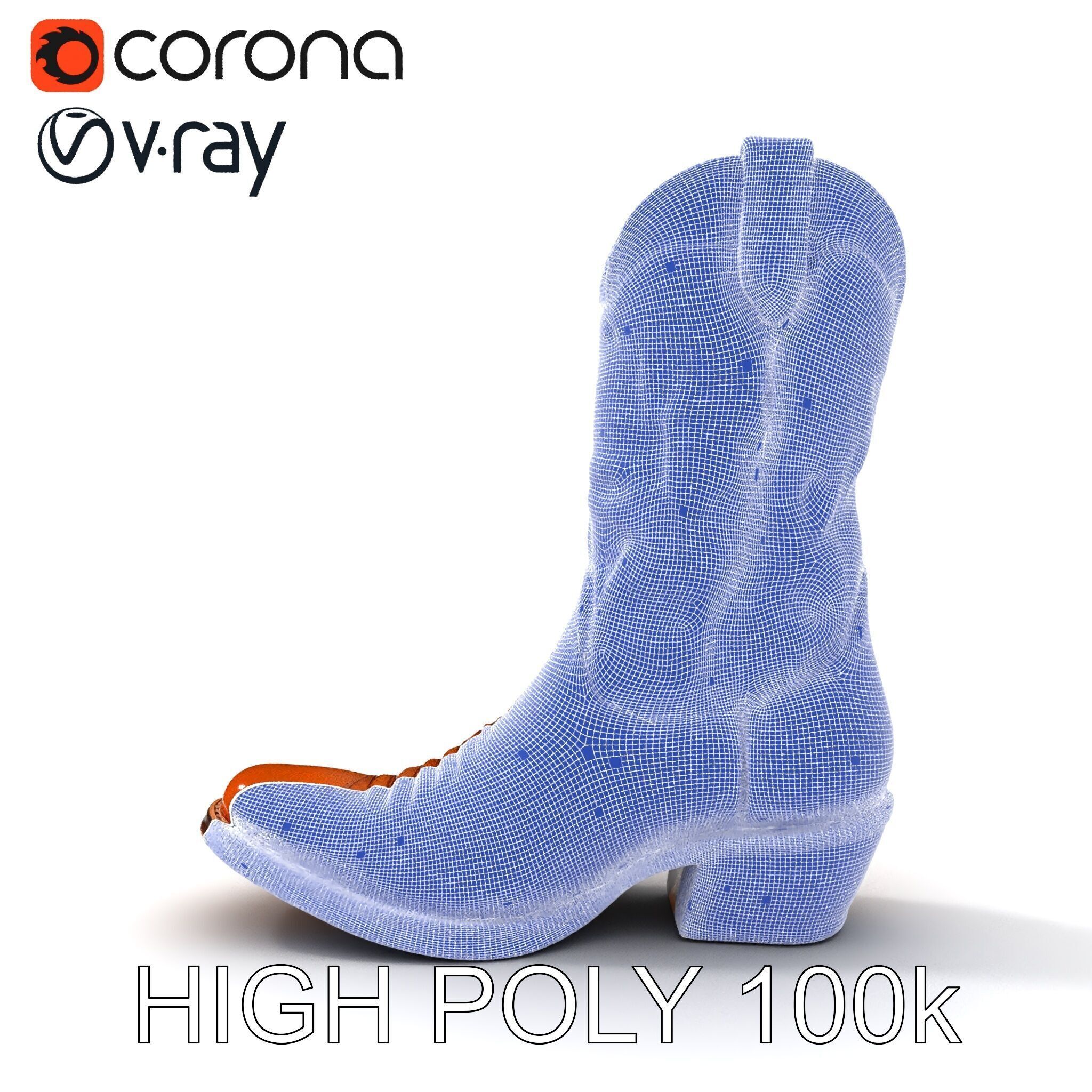 Western Cowboy Boot D Model Pack Low-poly 3D model_21
