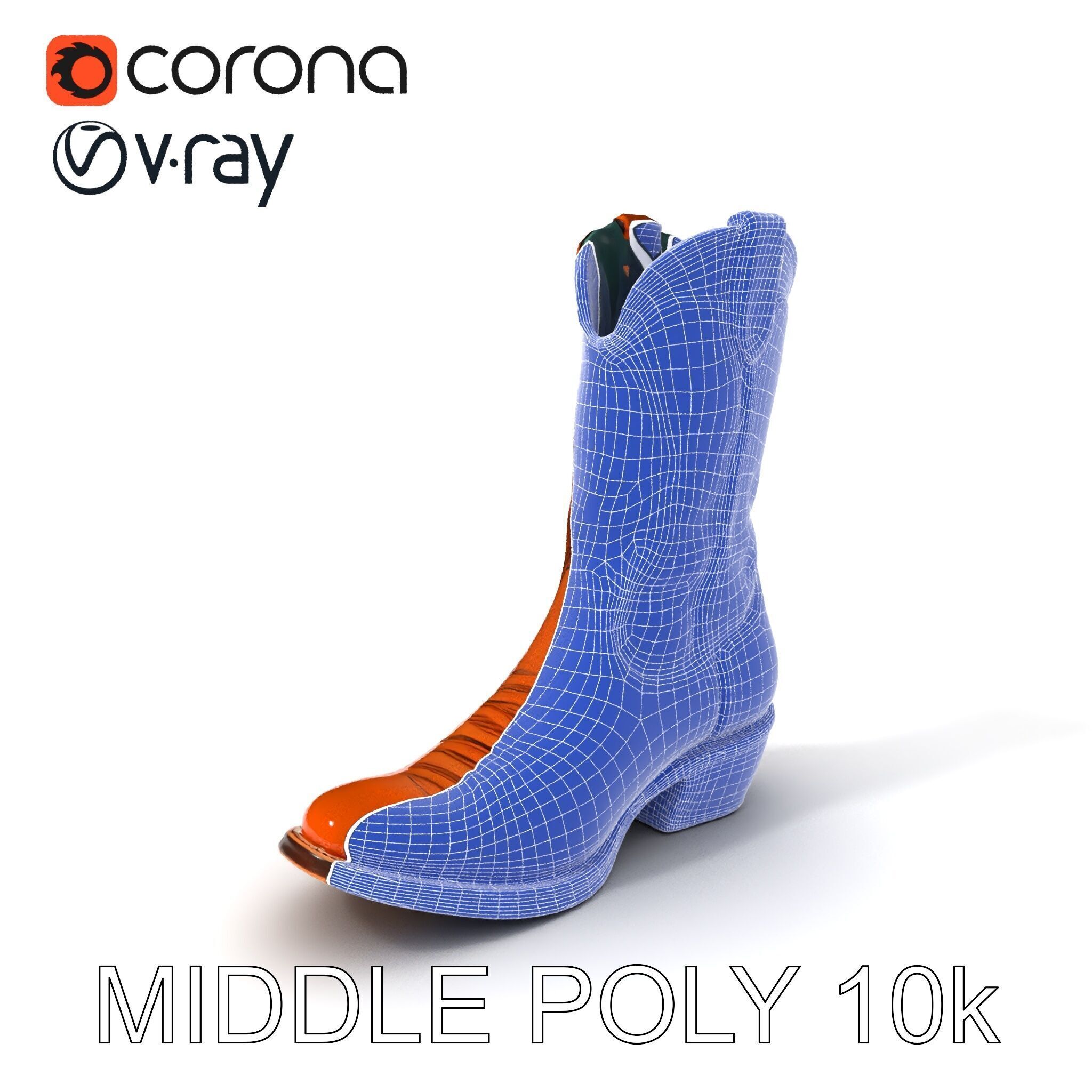 Western Cowboy Boot D Model Pack Low-poly 3D model_22