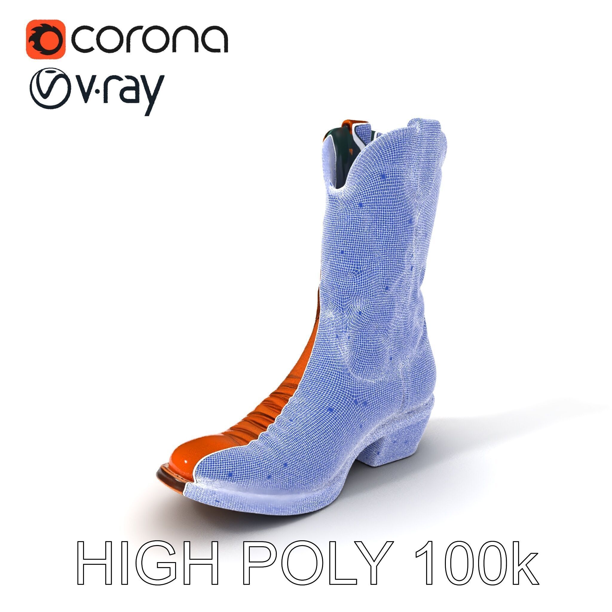 Western Cowboy Boot D Model Pack Low-poly 3D model_4