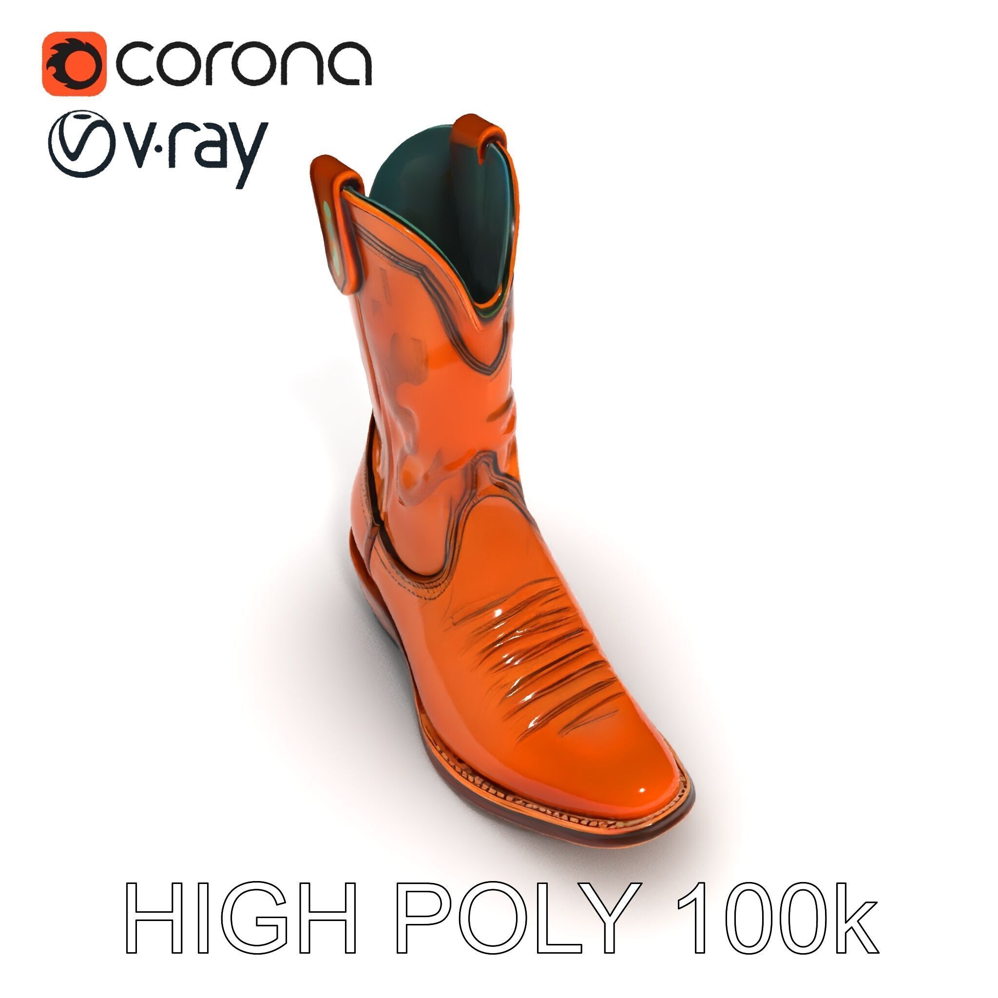 Western Cowboy Boot D Model Pack Low-poly 3D model_10
