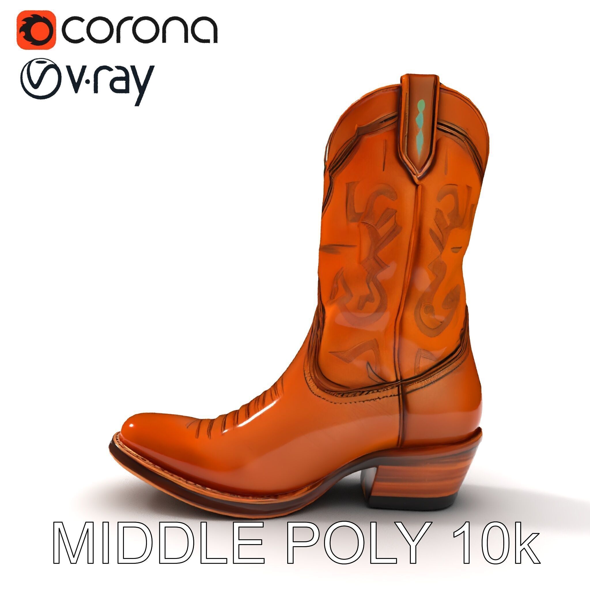 Western Cowboy Boot D Model Pack Low-poly 3D model_33