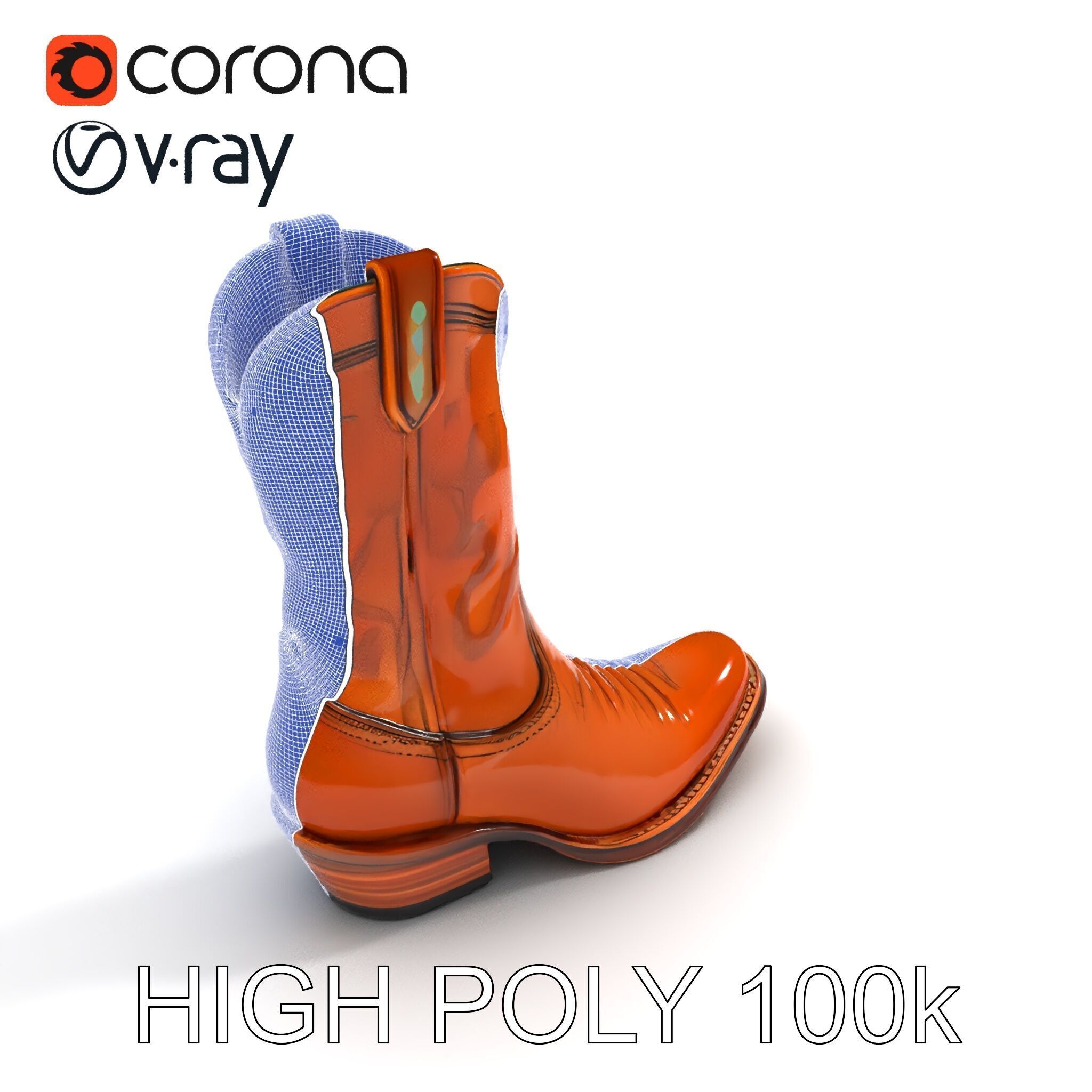 Western Cowboy Boot D Model Pack Low-poly 3D model_24
