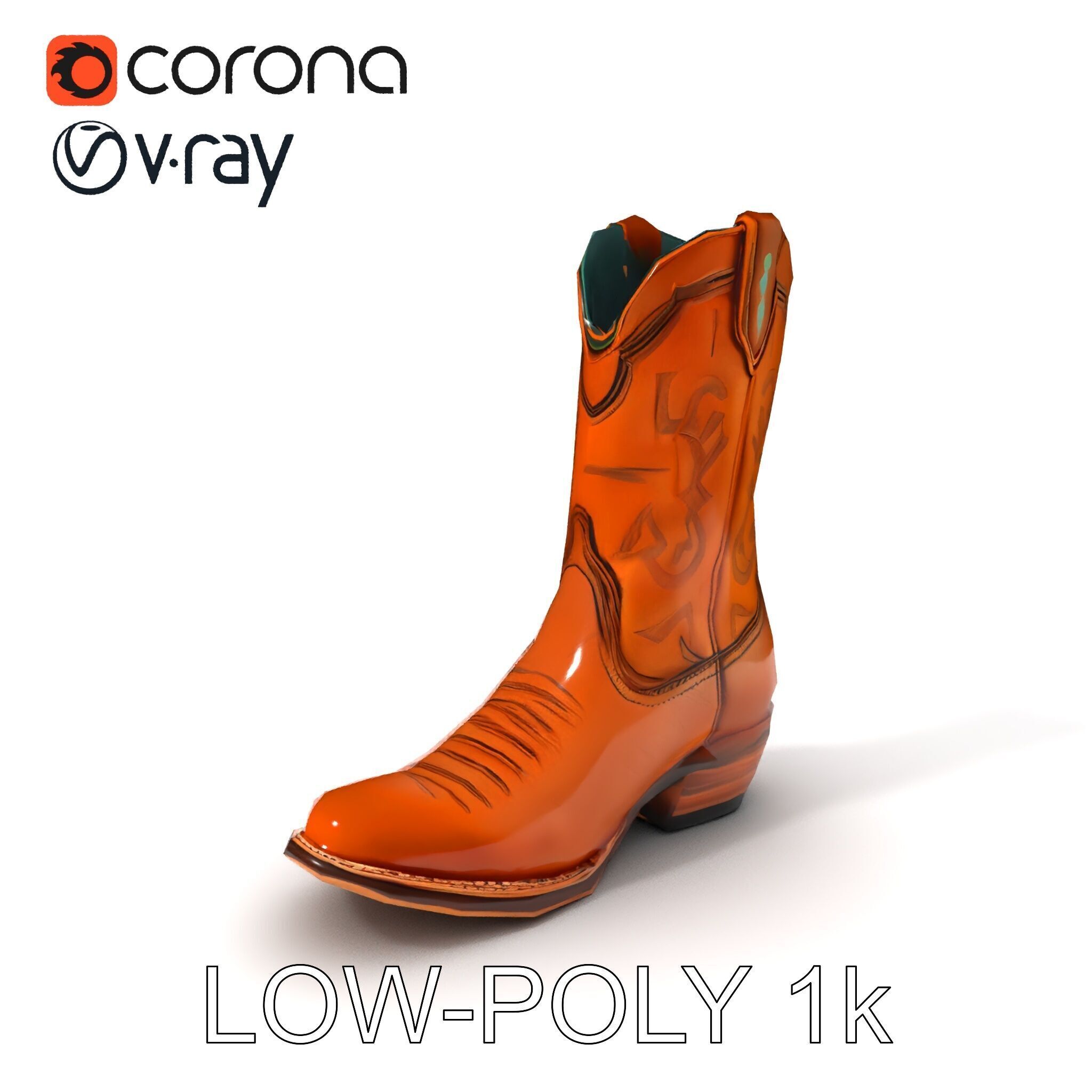 Western Cowboy Boot D Model Pack Low-poly 3D model_9