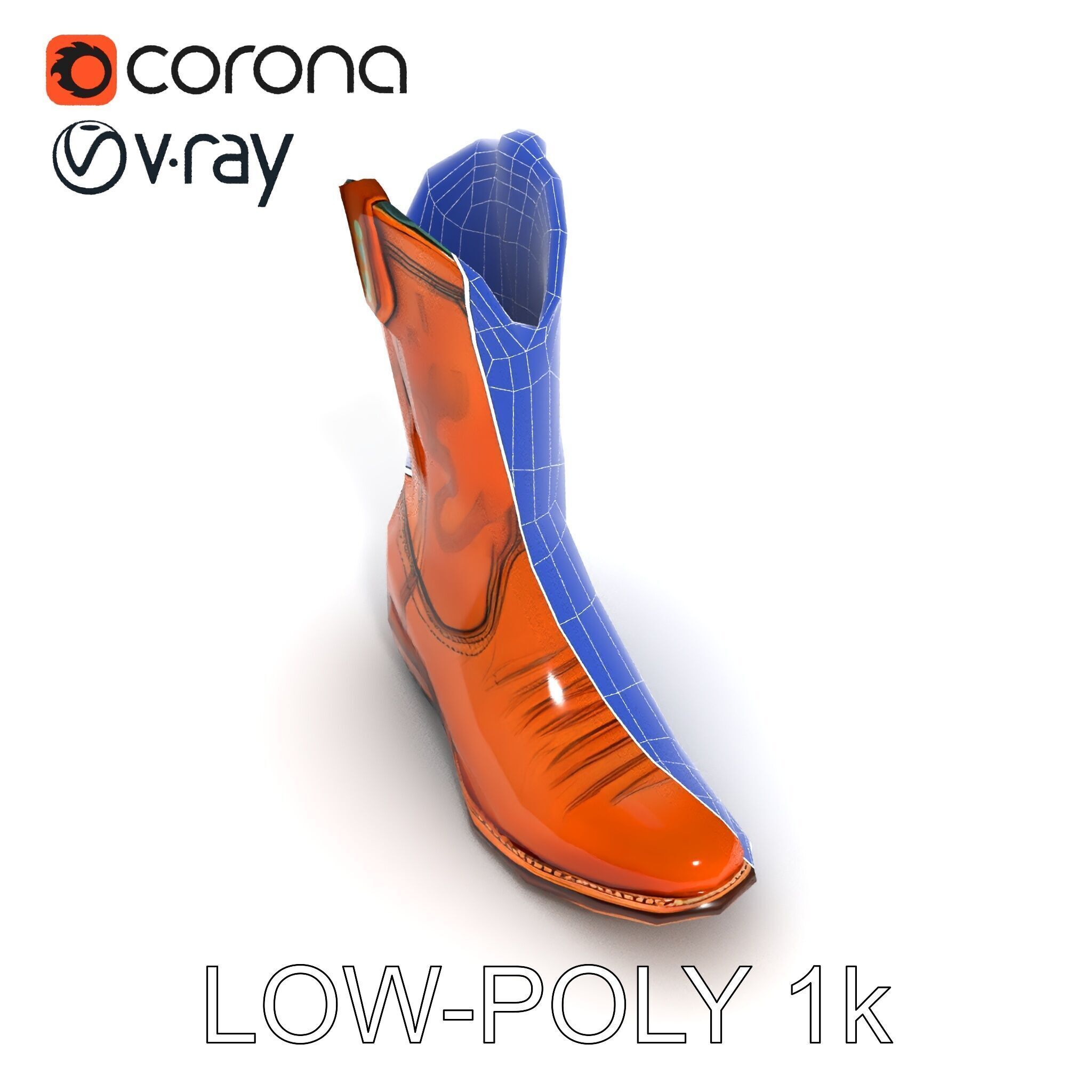Western Cowboy Boot D Model Pack Low-poly 3D model_26