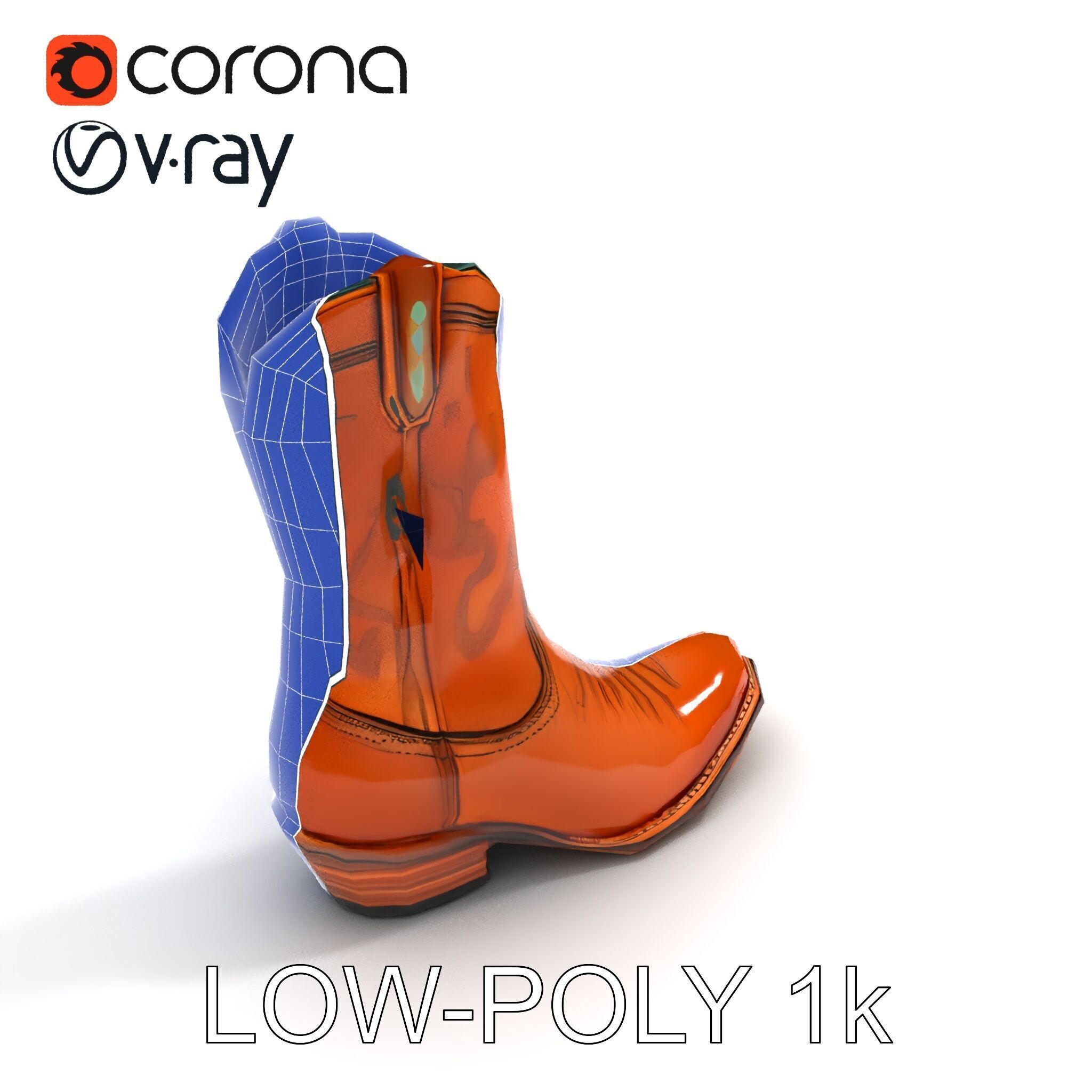 Western Cowboy Boot D Model Pack Low-poly 3D model_17
