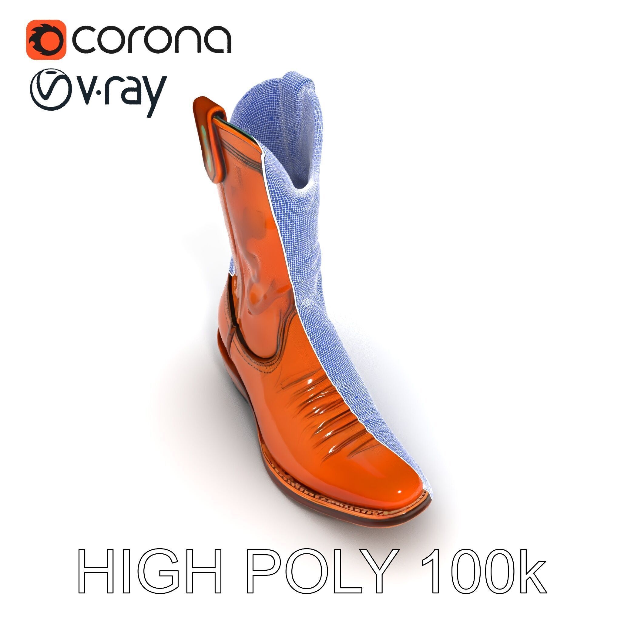 Western Cowboy Boot D Model Pack Low-poly 3D model_35
