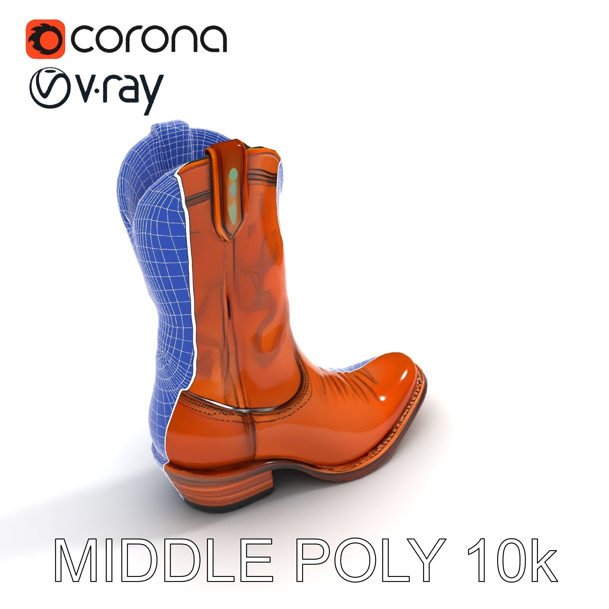 Western Cowboy Boot D Model Pack Low-poly 3D model_16