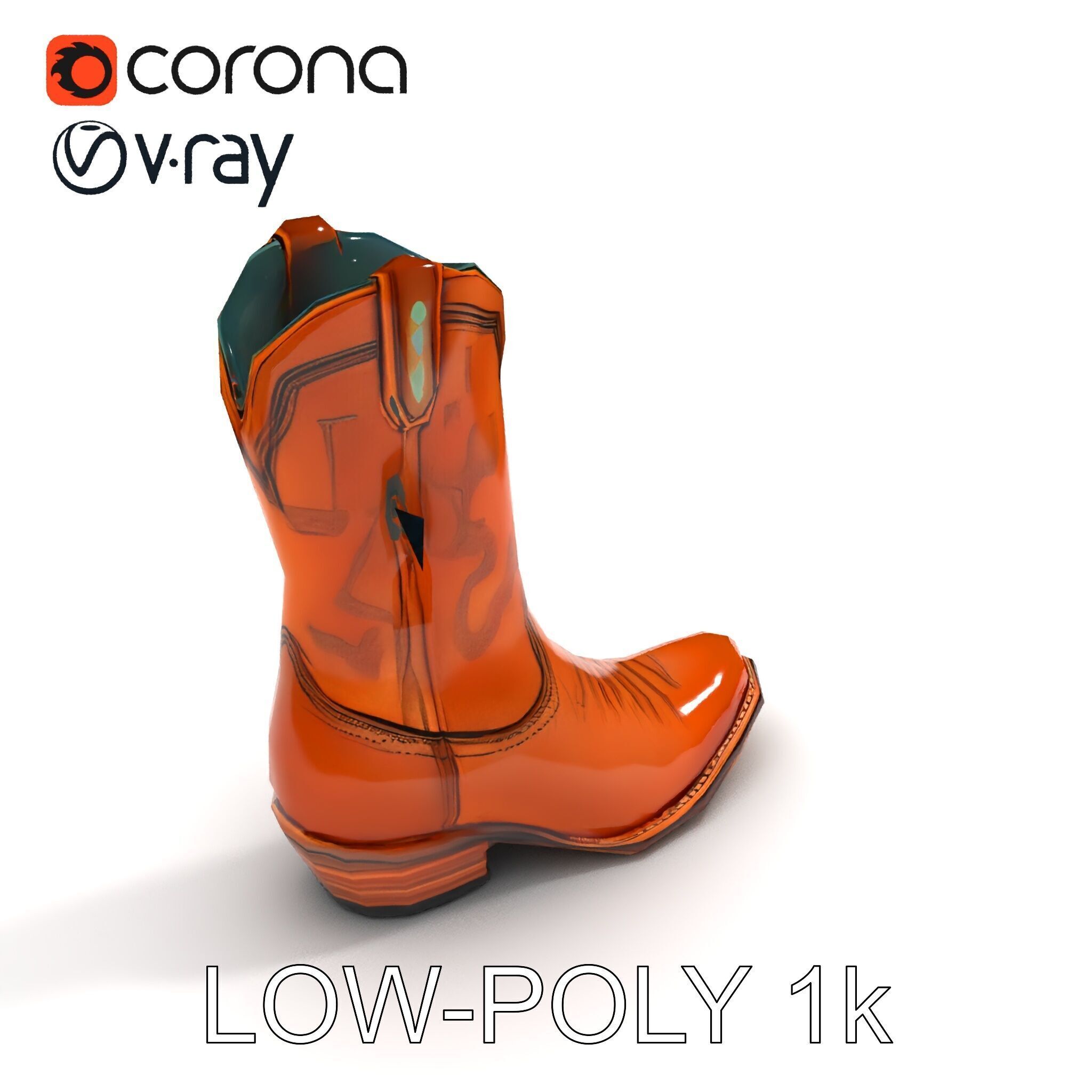 Western Cowboy Boot D Model Pack Low-poly 3D model_20