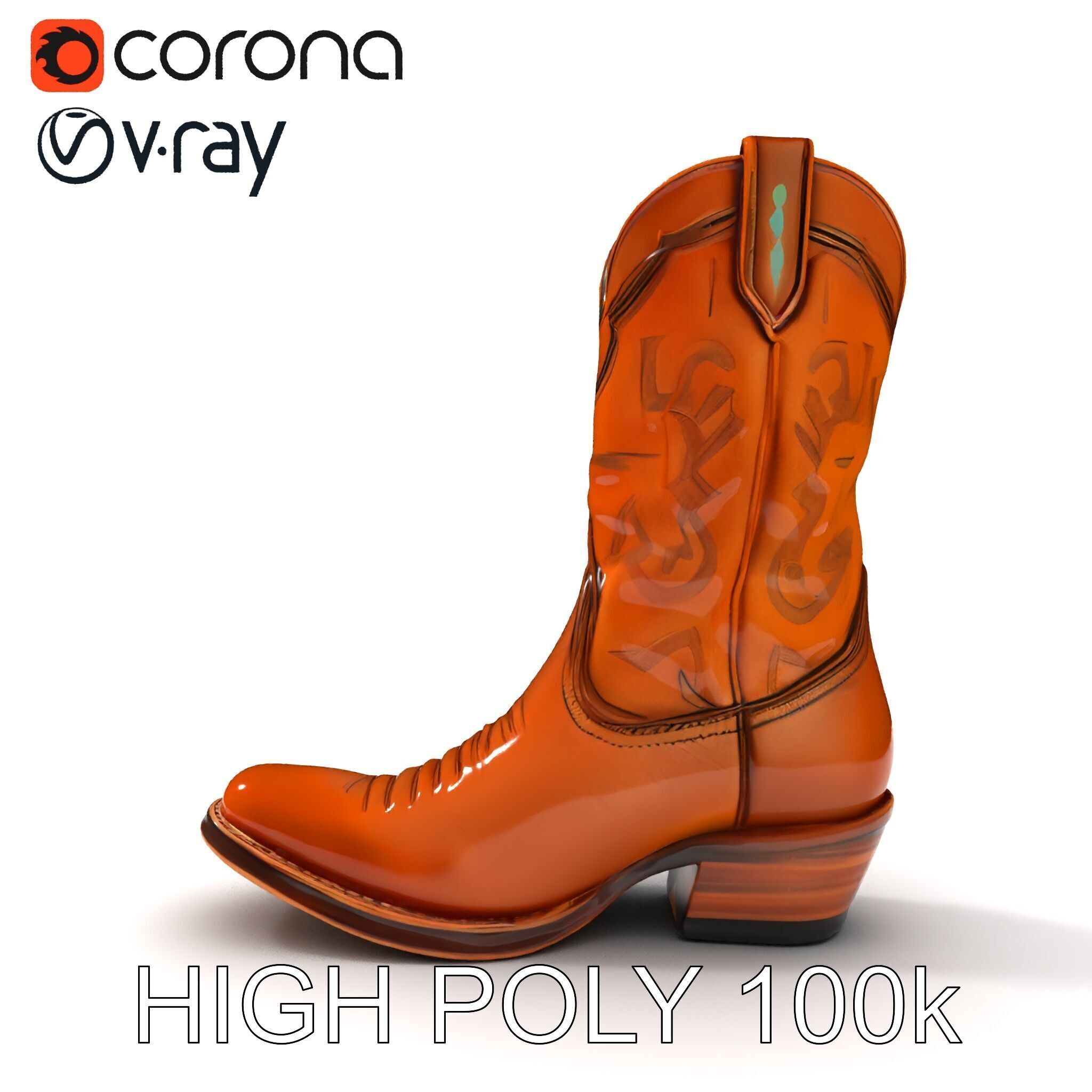 Western Cowboy Boot D Model Pack Low-poly 3D model_15