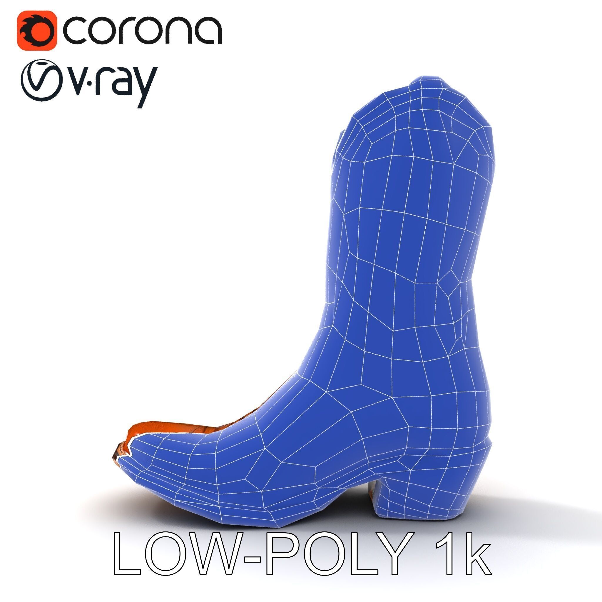Western Cowboy Boot D Model Pack Low-poly 3D model_14