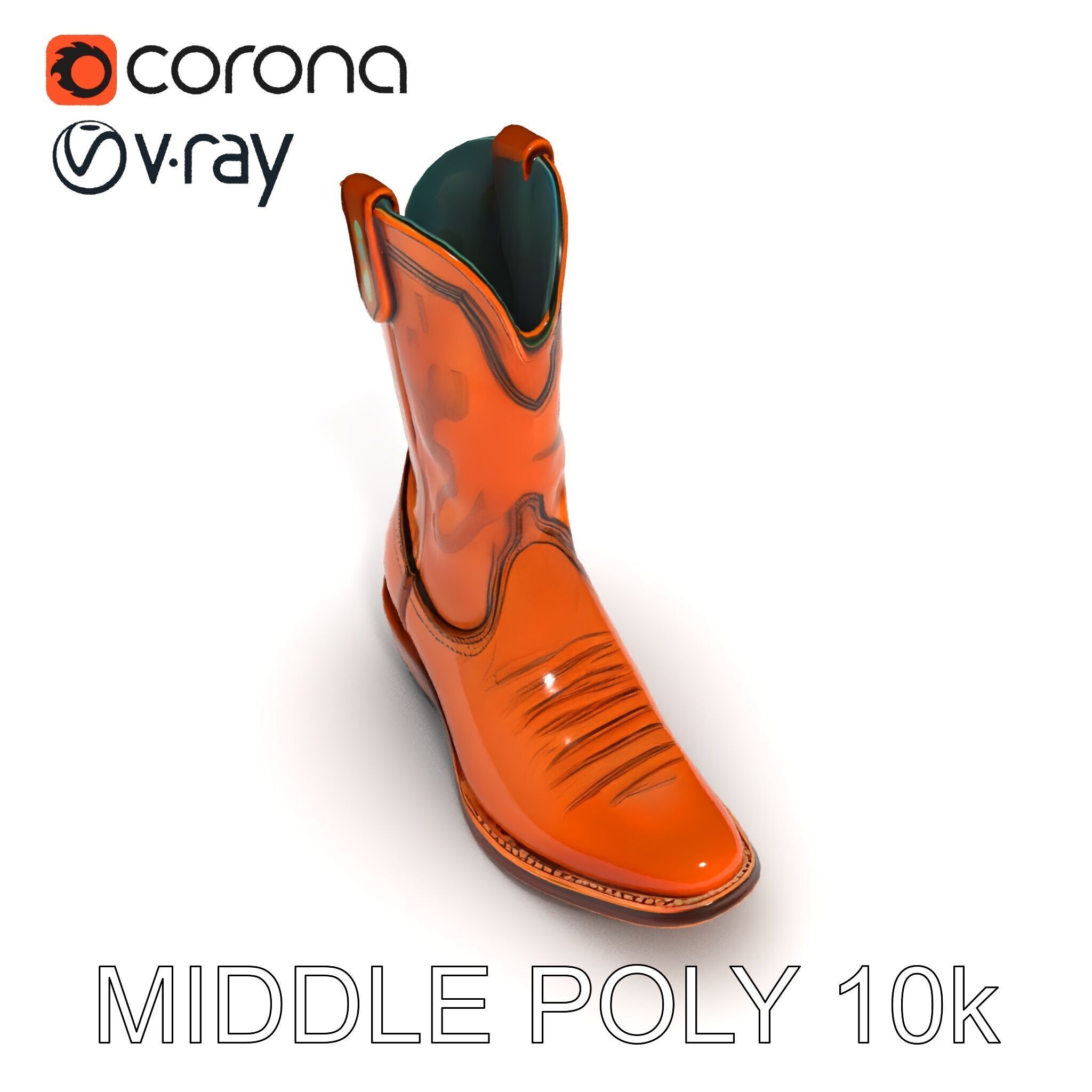 Western Cowboy Boot D Model Pack Low-poly 3D model_6