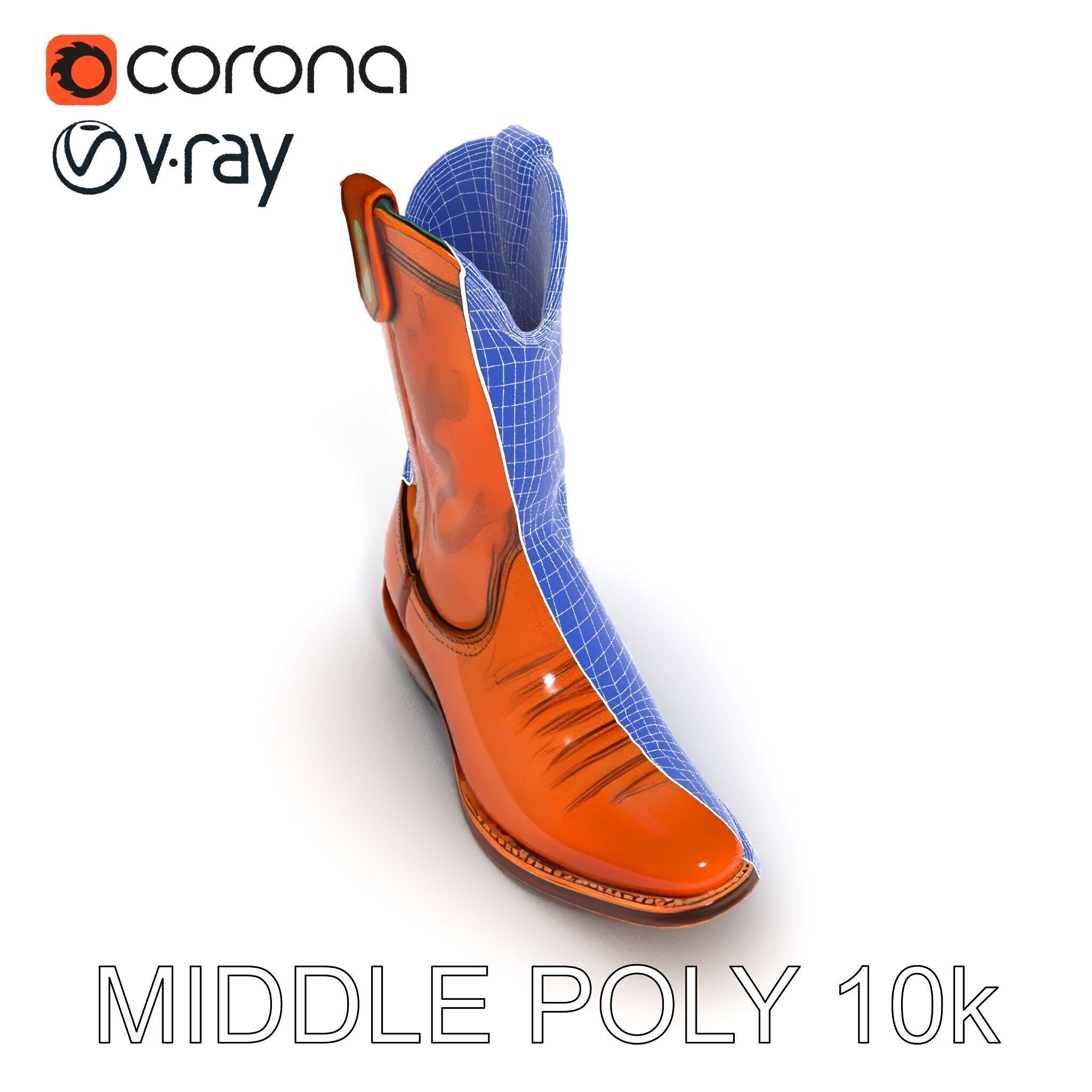 Western Cowboy Boot D Model Pack Low-poly 3D model_28