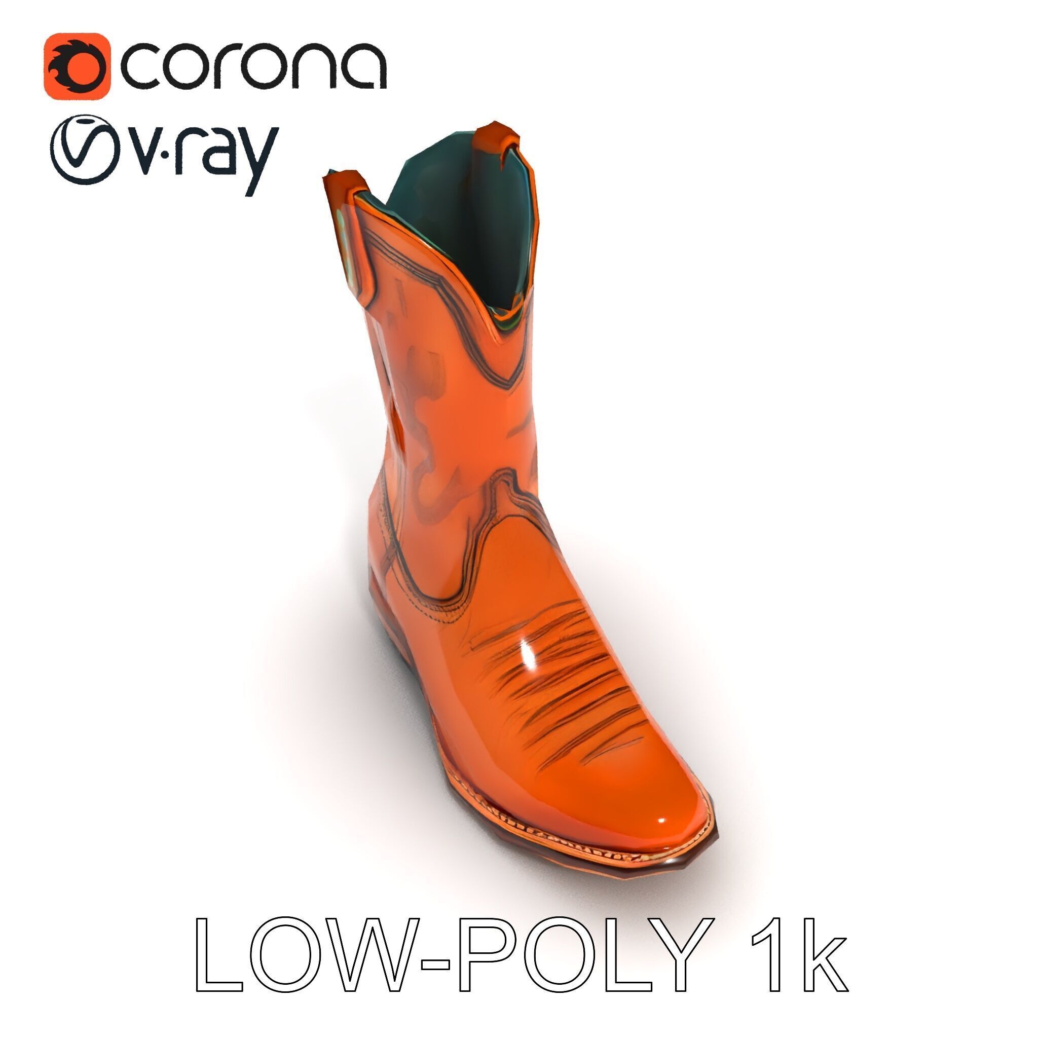 Western Cowboy Boot D Model Pack Low-poly 3D model_29