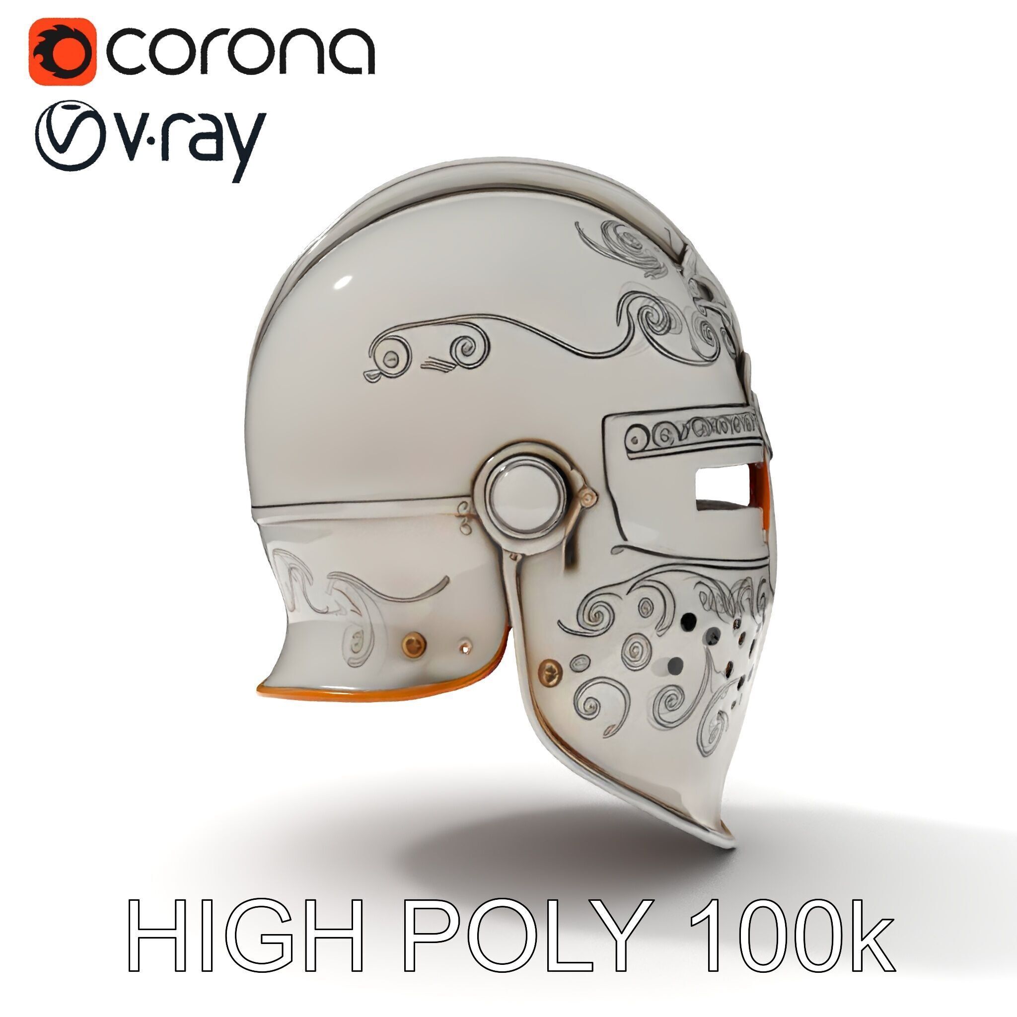 Ornate Medieval Helmet D Model Pack Low-poly 3D model_32