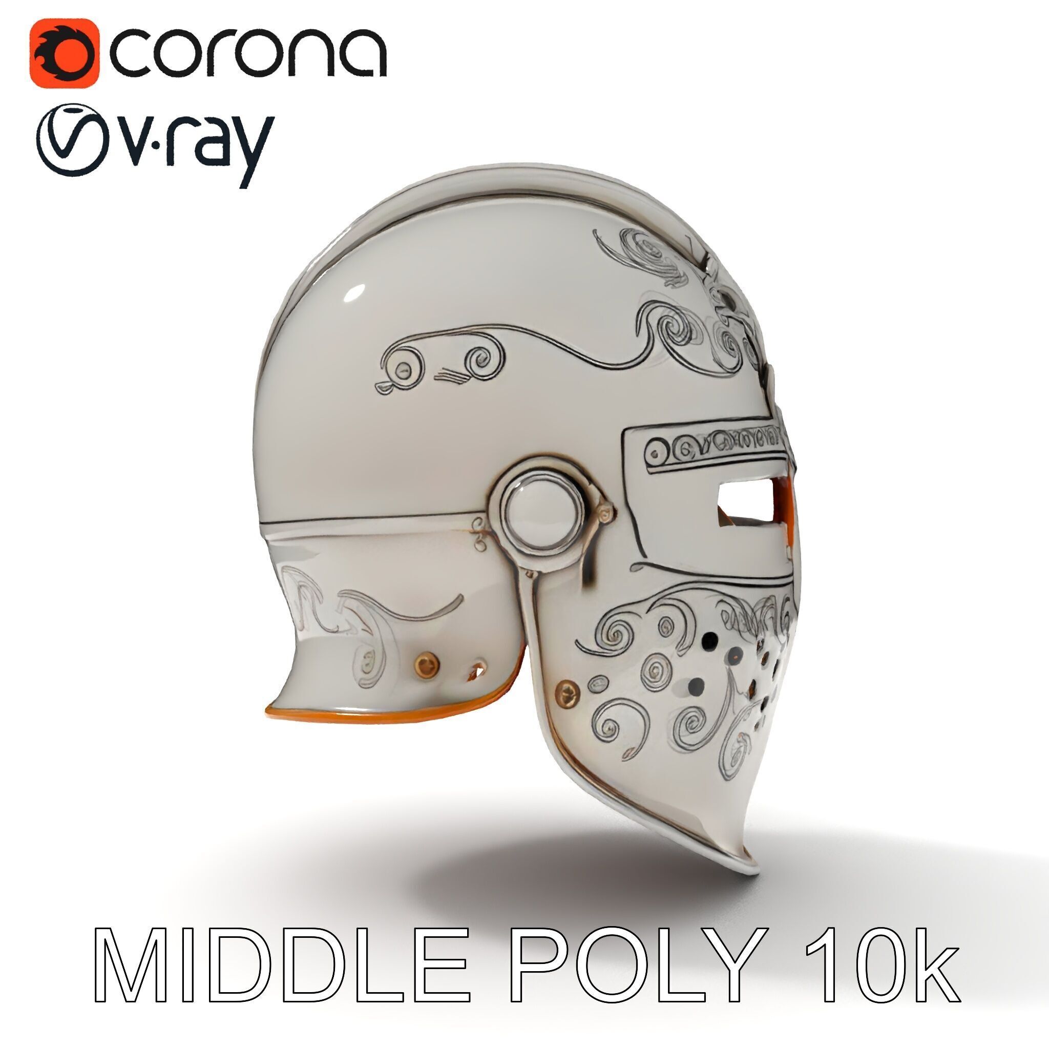 Ornate Medieval Helmet D Model Pack Low-poly 3D model_33